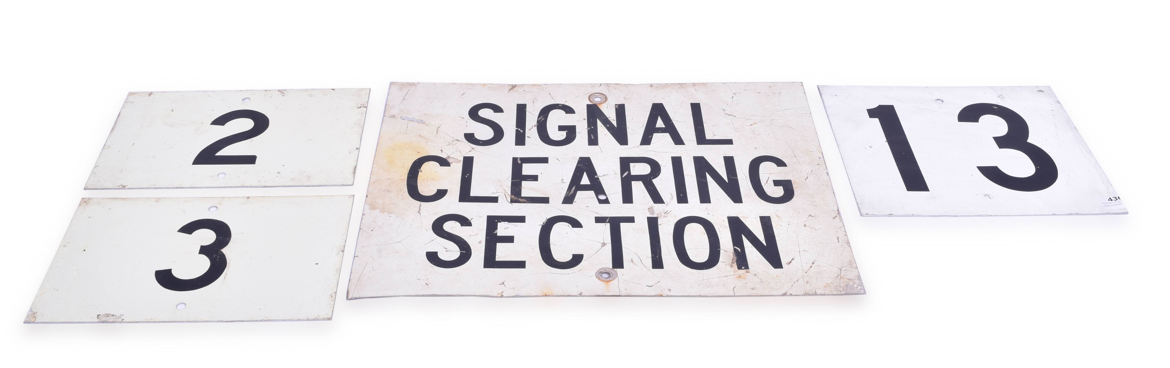 4367 - Four Aluminum Railroad Signs - Signal Clearing Section, etc. thumbnail