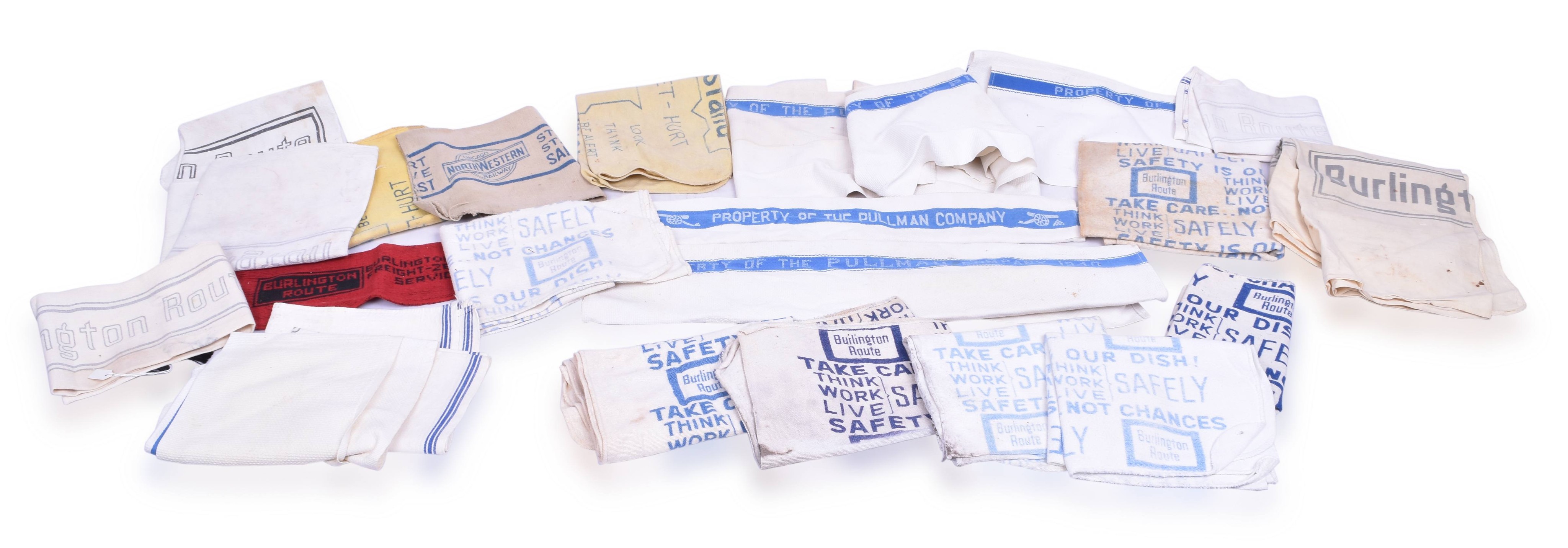 4369 - Nineteen Railroad Hand Towels - Burlington Route, Pullman, Rock Island, C&NW. thumbnail