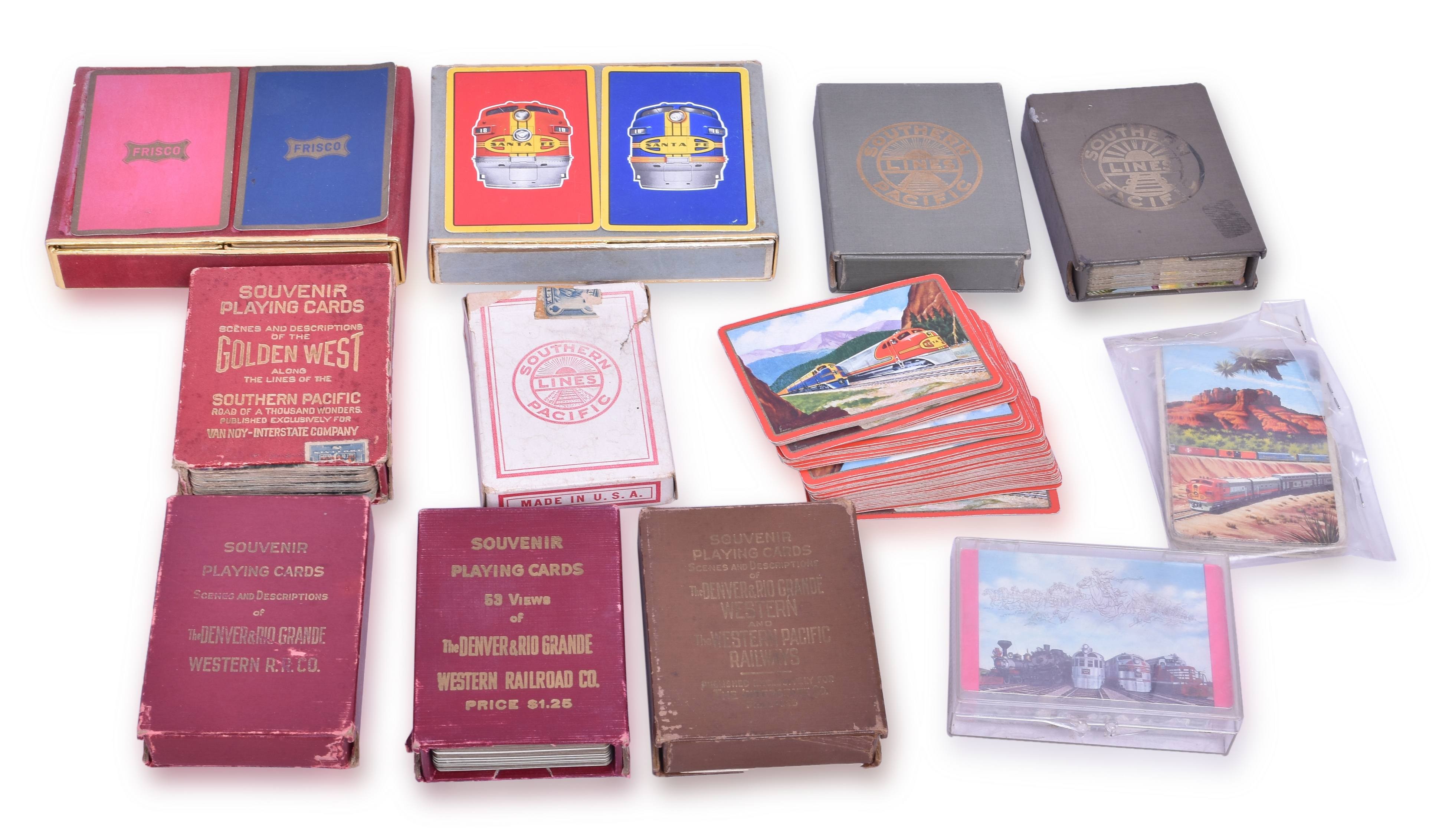 4377 - Ten Decks of Railroad Playing Cards - Southern Pacific, Rio Grande, Santa Fe thumbnail