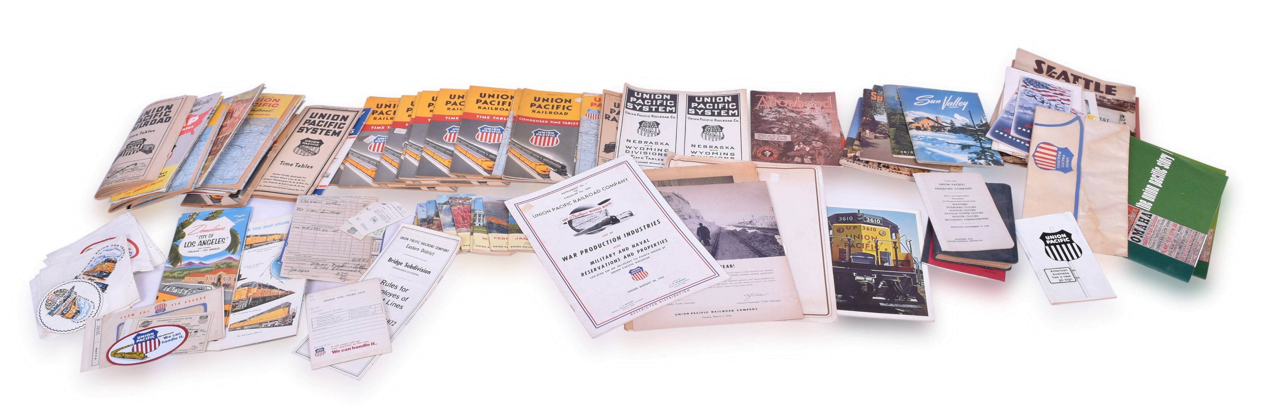 4387 - Group of Union Pacific Railroad Paper - World War II, 1949 Blizzard, Timetables, Railroad Issued History, etc. thumbnail