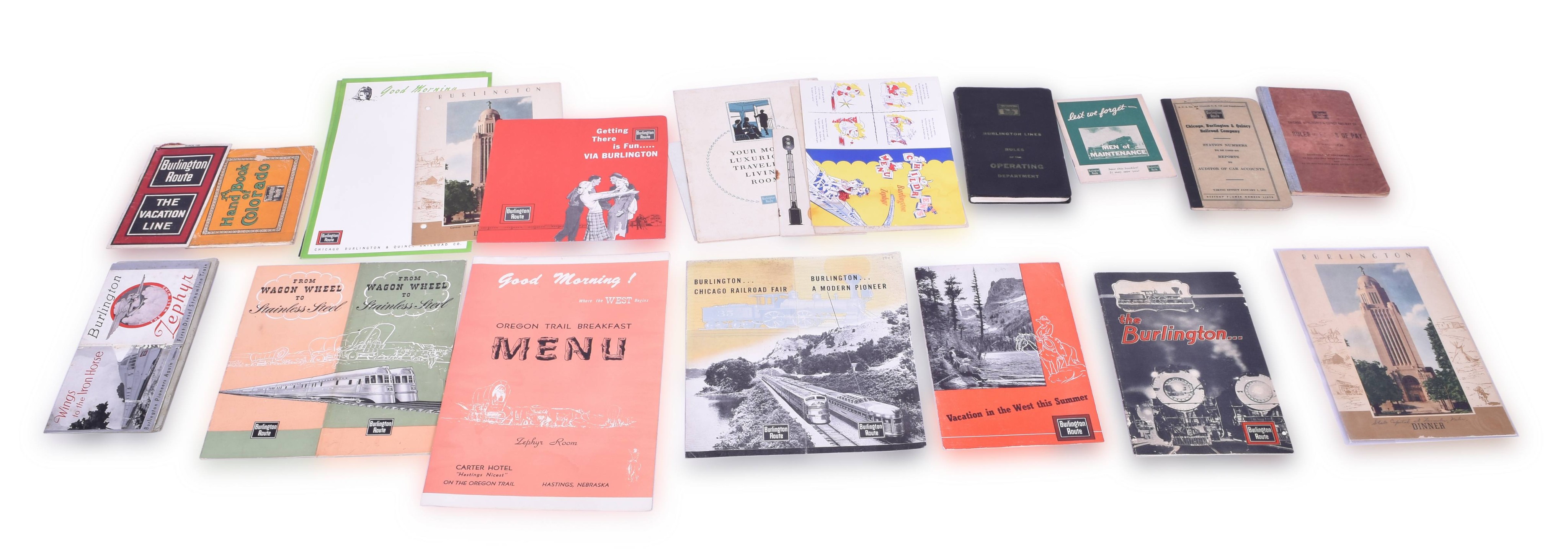 4389 - 28 Pieces Burlington Railroad paper - 1905 Colorado, 1926 Omaha Division Program, 1892 Timetable, etc. thumbnail