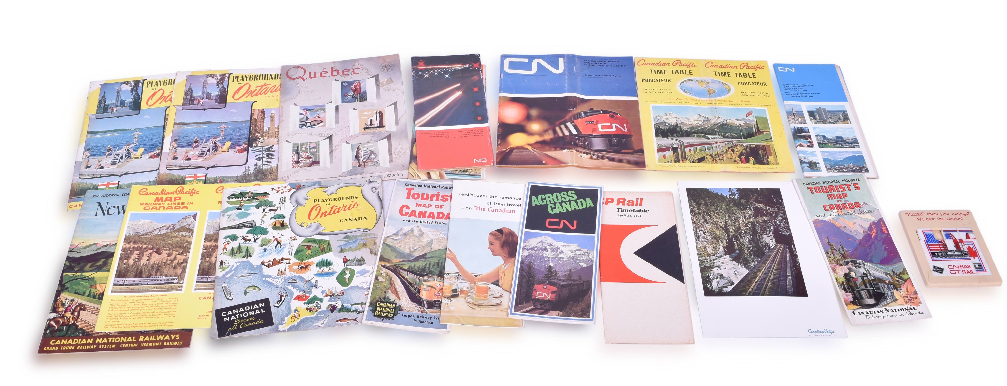 4404 - Seventeen Canadian National and Canadian Pacific Timetables, Maps, Manus, and Tourist Brochures thumbnail