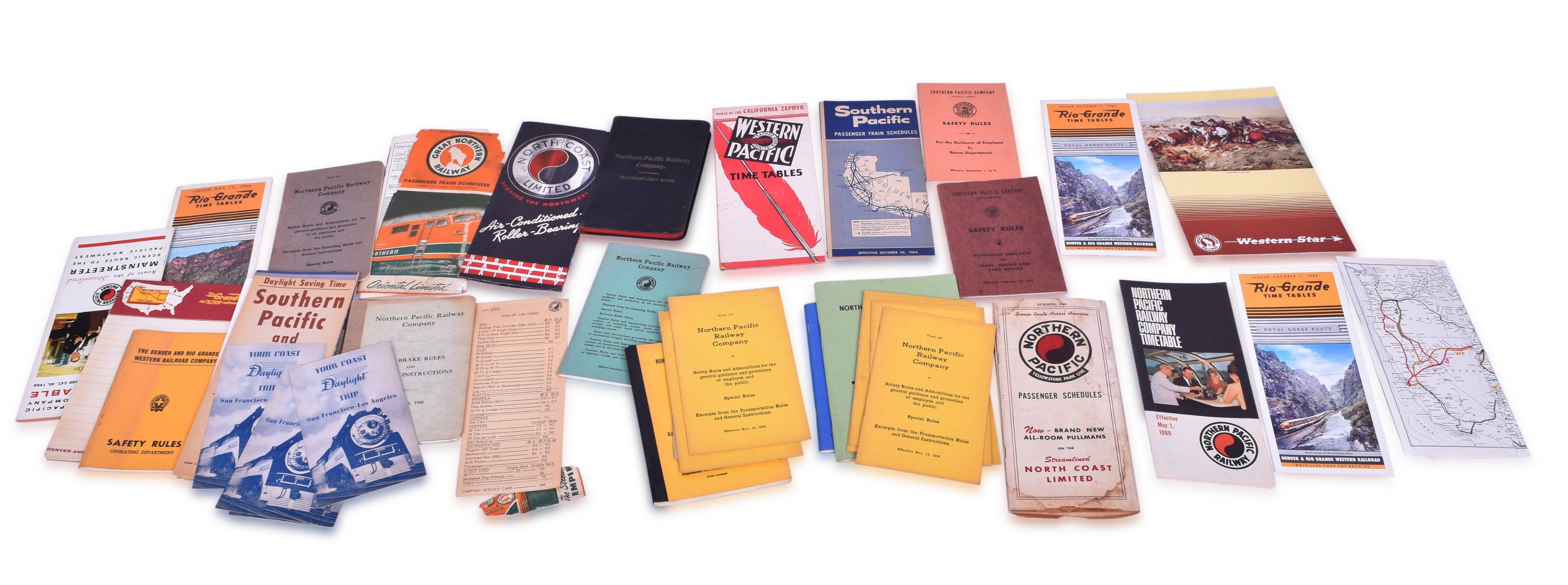 4406 - 43 Western Railroad Timetables, Rule Books, Menu and More - Southern Pacific, Rio Grande, Northern Pacific , Great Northern, etc. thumbnail