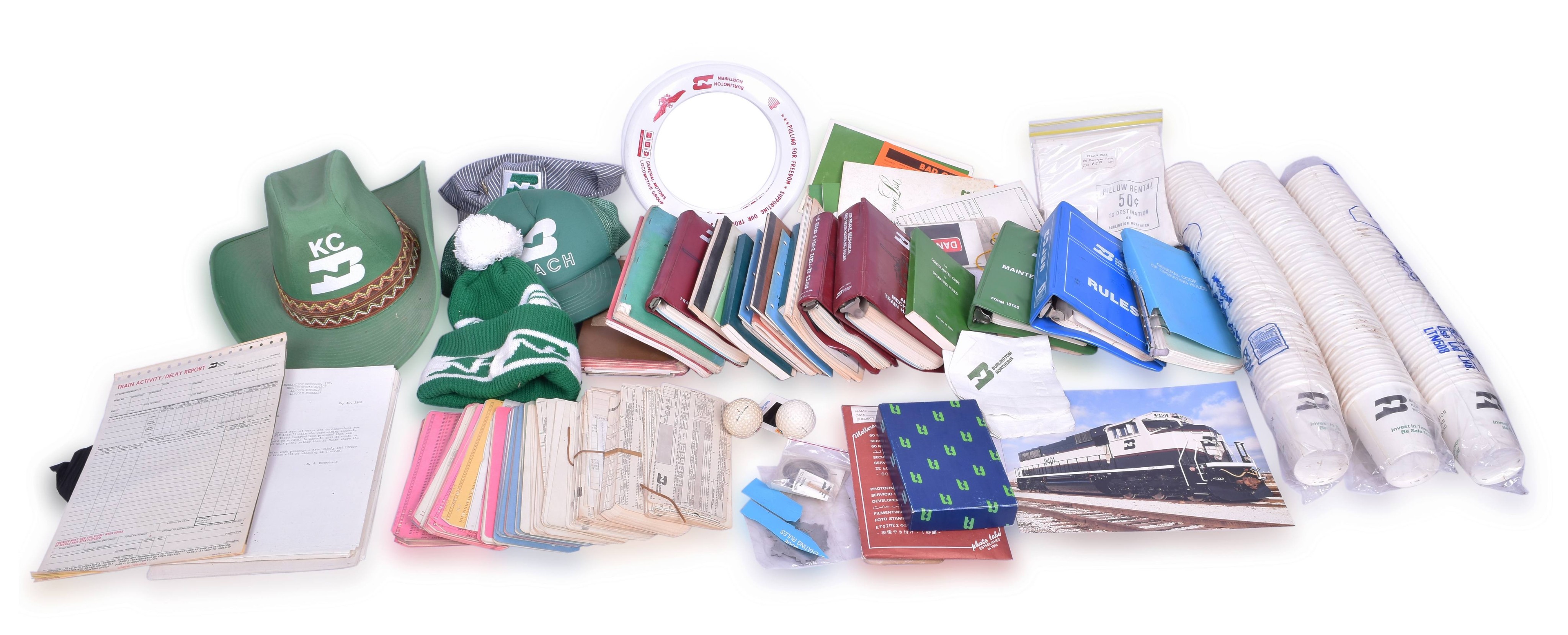 4418 - Great group of Burlington Northern Railroad Items - Hats, Books, Papers, Photos and more thumbnail