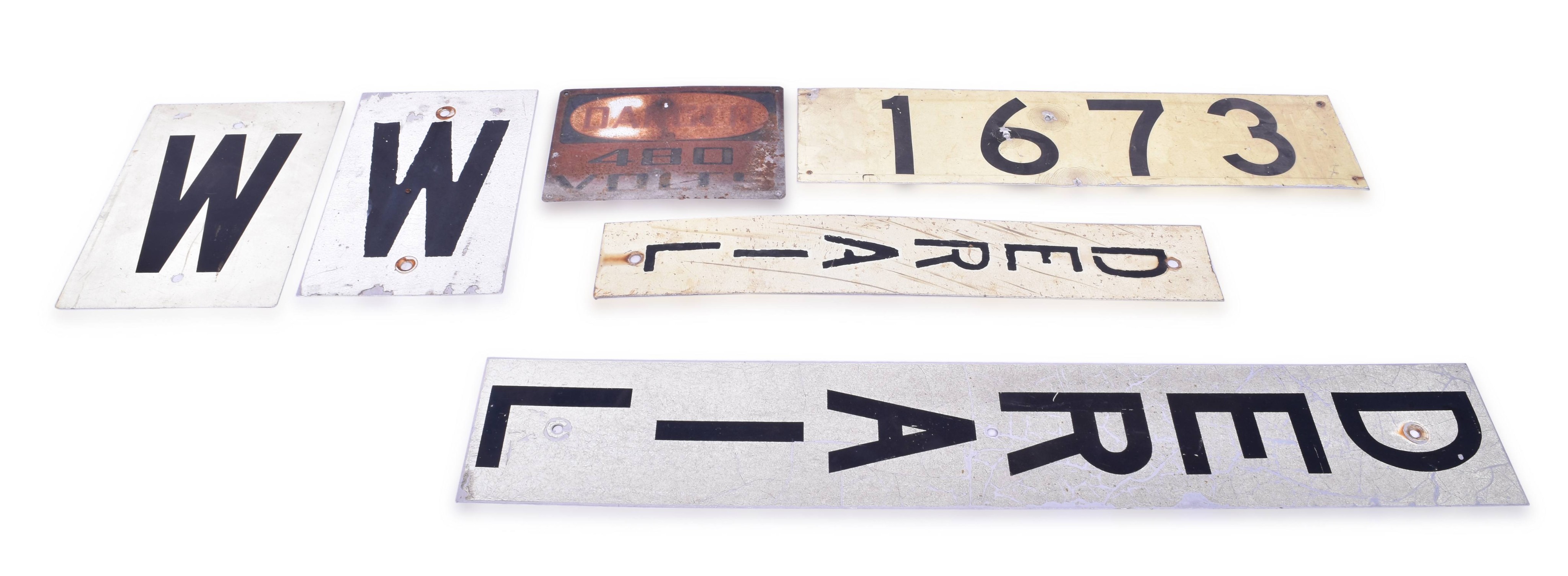 4422 - 6 Aluminum and Steel Railroad Signs - Derail, Whistle, Danger 480 Volts thumbnail