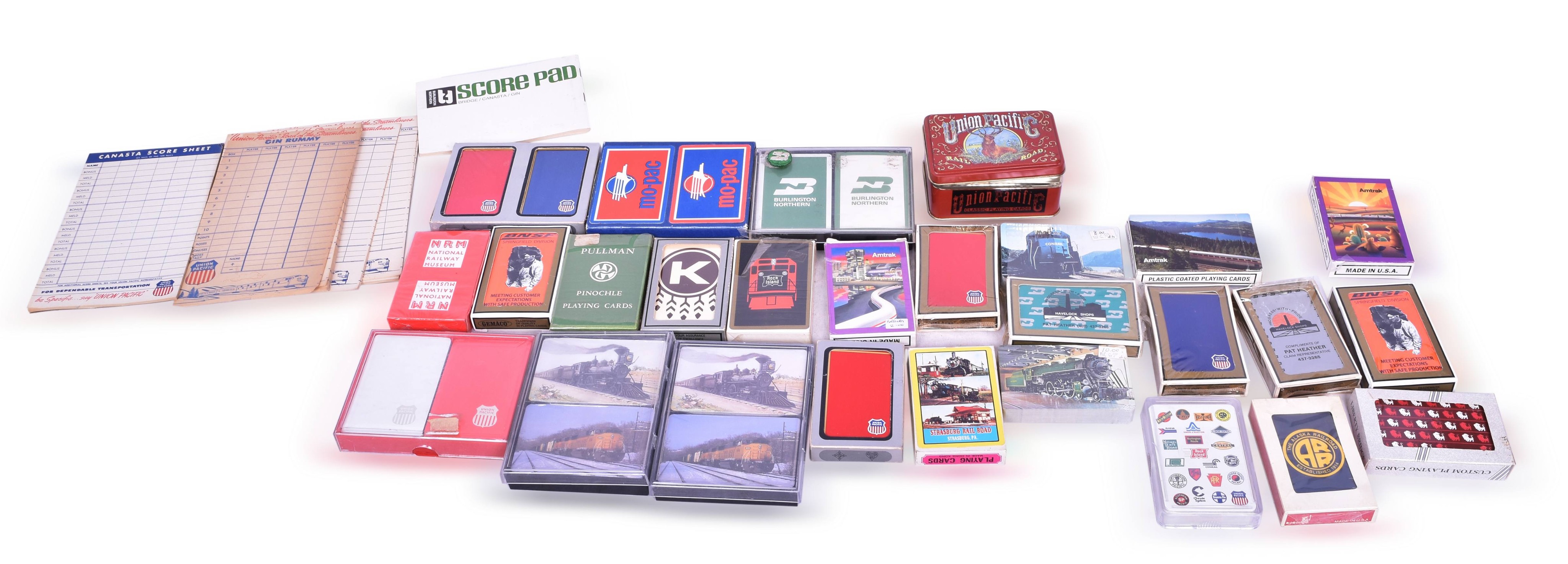 4426 - Thirty Four Decks of Railroad Playing Cards - Union Pacific, Burlington Northern, Missouri Pacific, etc thumbnail
