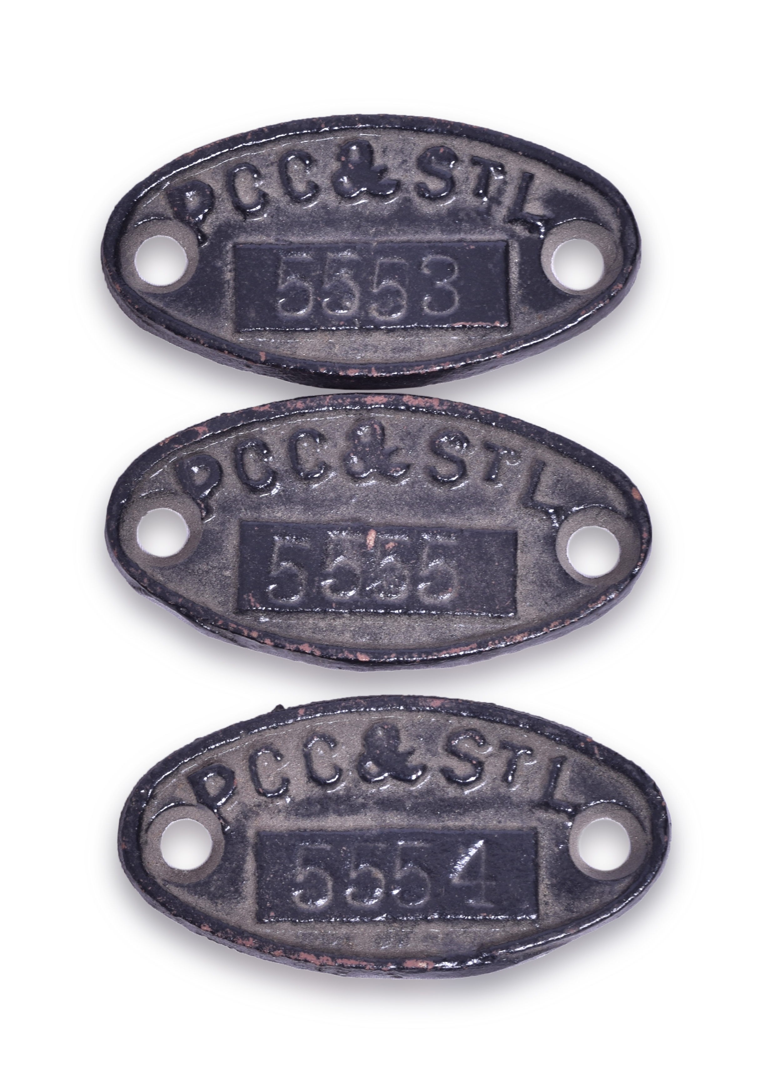 24 - Three Pittsburgh, Cincinnati, Chicago and St. Louis Railroad Sequential Property Plates thumbnail