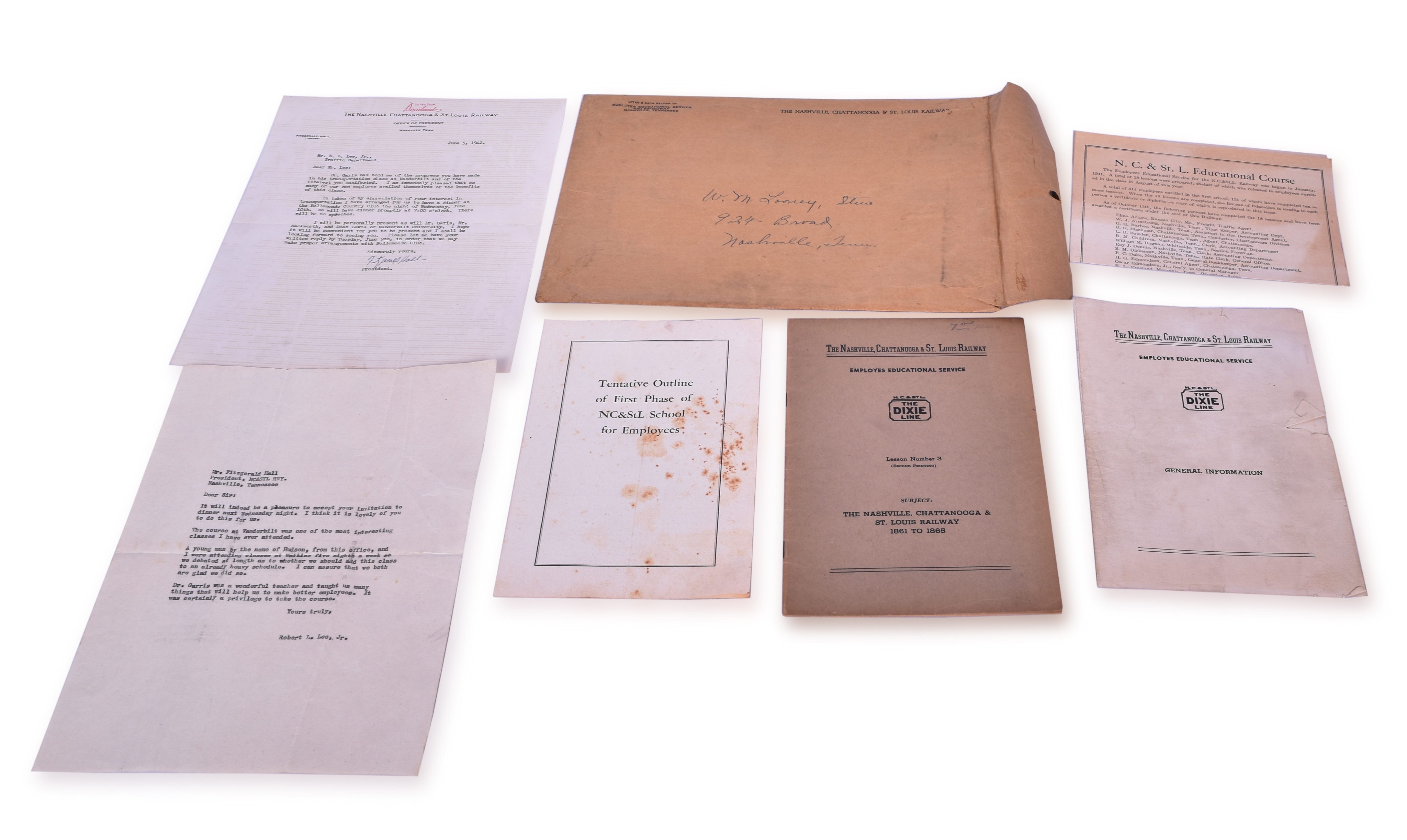 29 - Nashville Chattanooga & St. Louis Railway Employees Educational Service Correspondence and Information - Signed Fitzgerald Hall Letter thumbnail