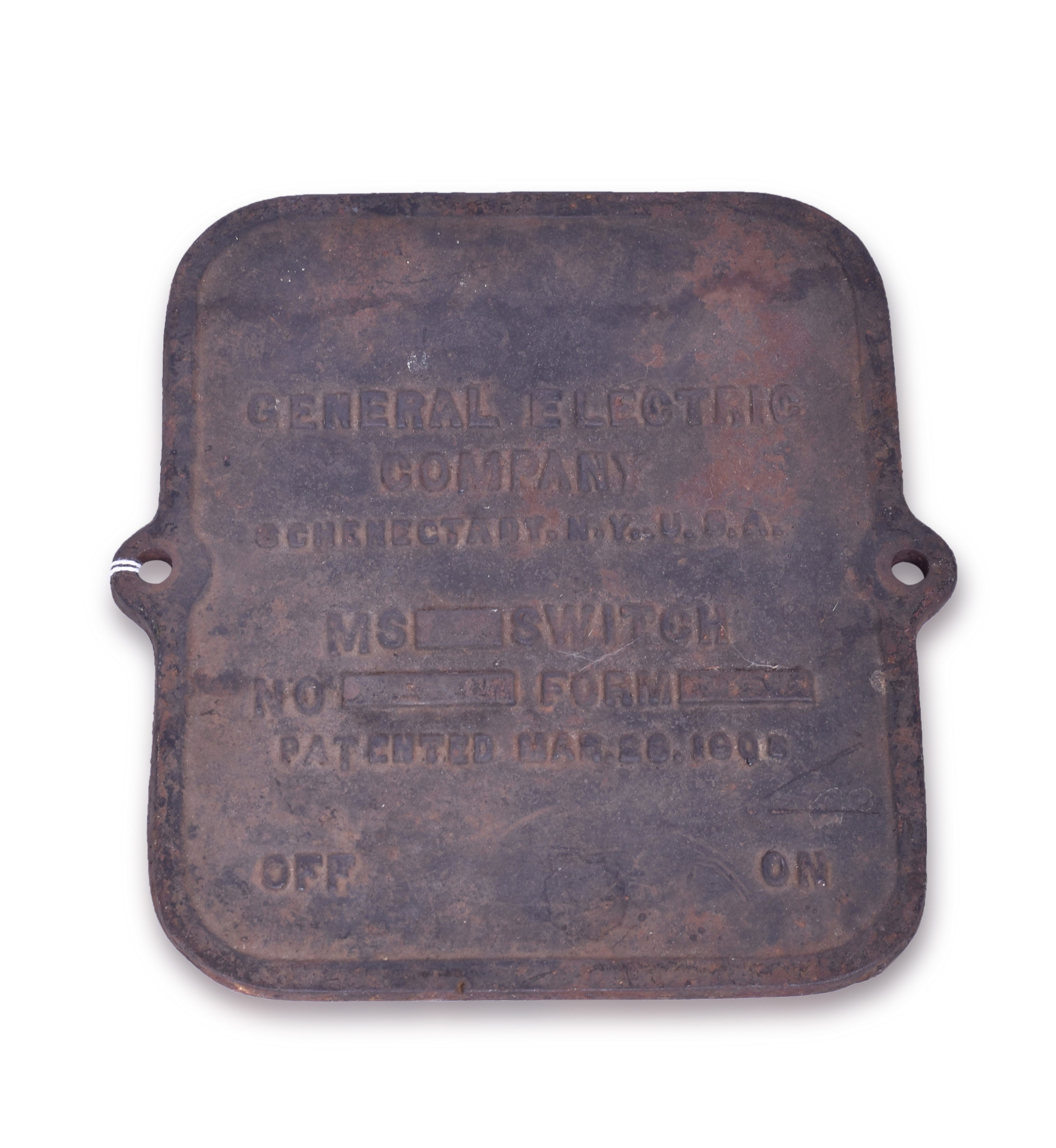 32 - General Electric Master Switch Cast Iron Cover Plate - 1905 thumbnail