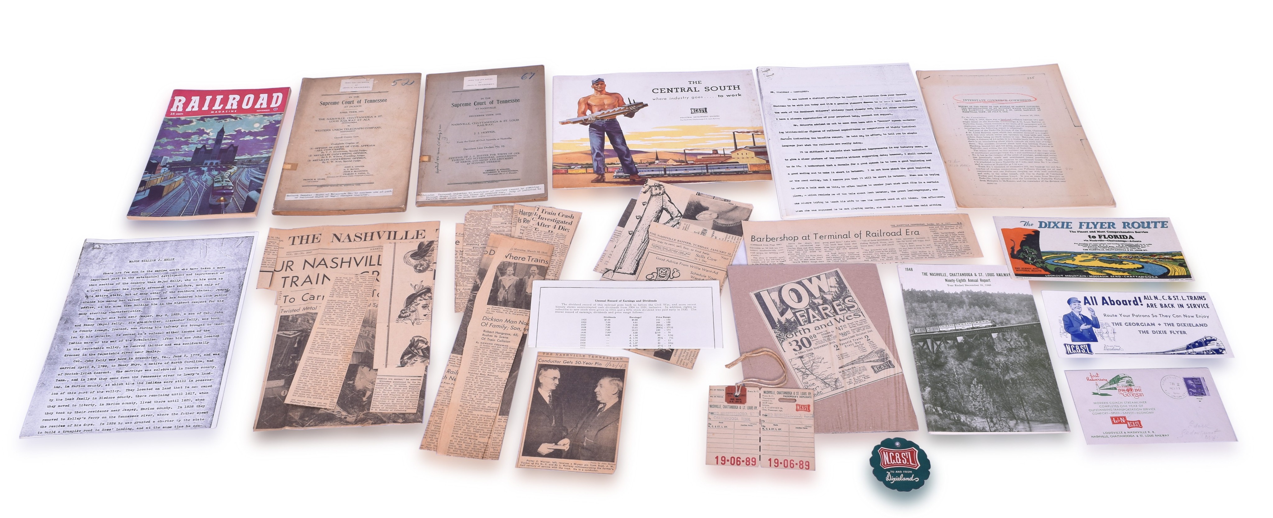 33 - Nashville Chattanooga & St. Louis Railway Paper lot - 1948 Annual Report, Industrial Development, Wrecks, etc. thumbnail