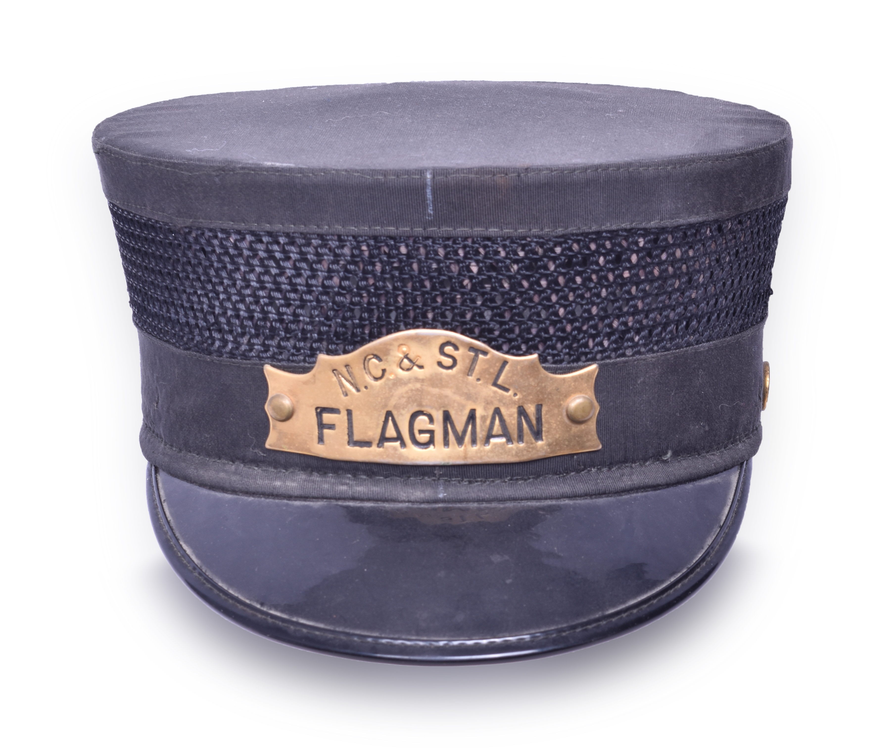 43 - Nashville Chattanooga & St. Louis Railway Flagman Cap with Brass Badge thumbnail