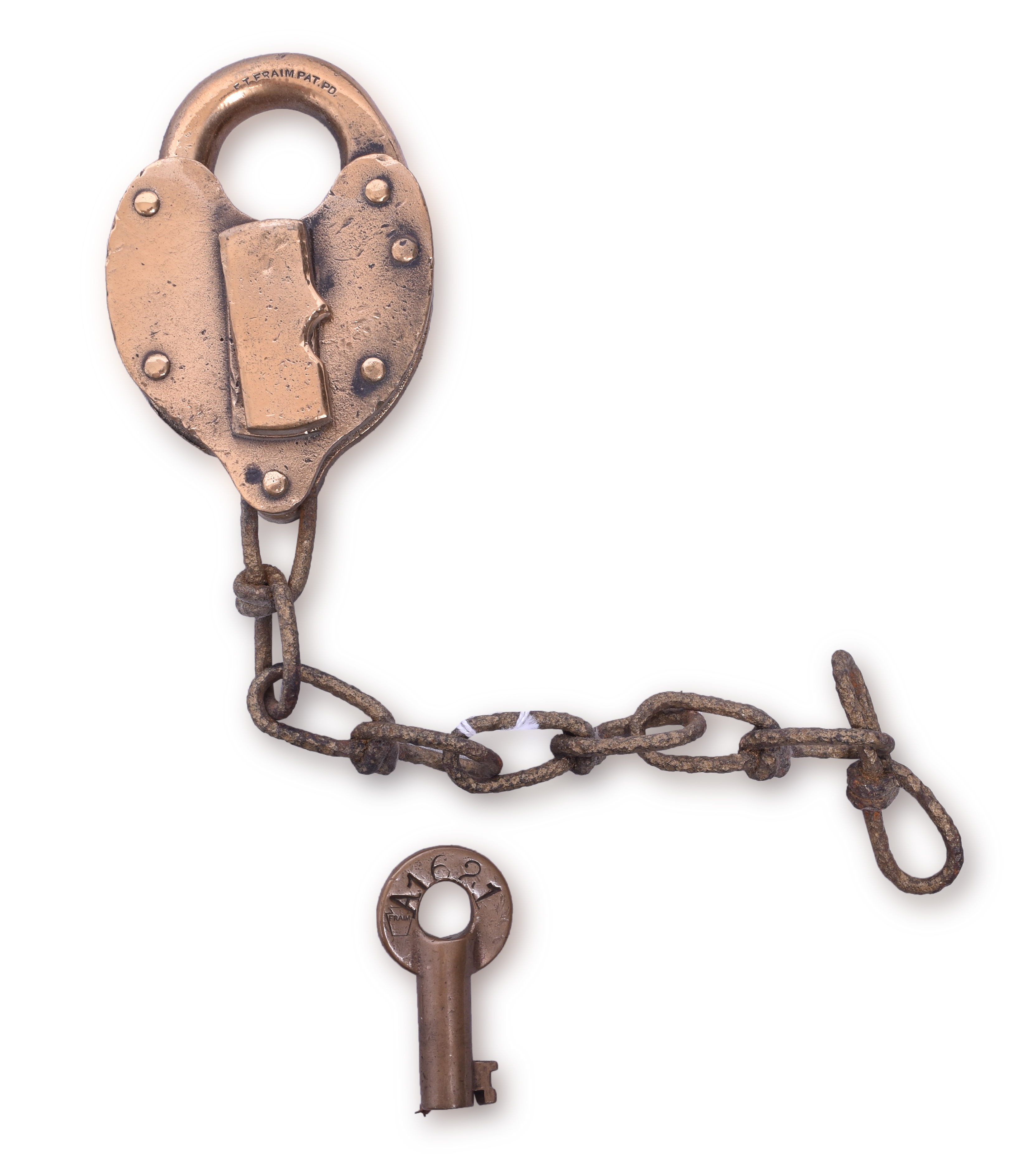 47 - FT Fraim Nashville Chattanooga & St. Louis Railway Brass Heart Shaped Lock with Key thumbnail