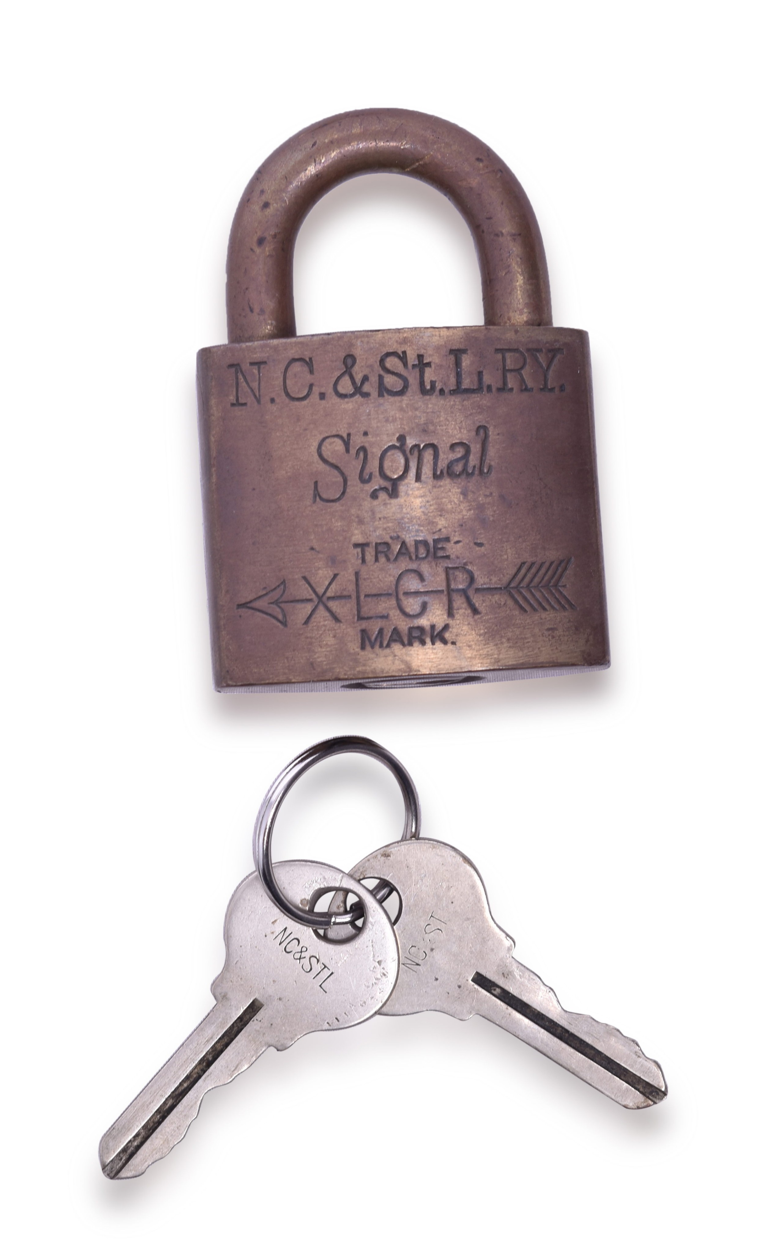 49 - Corbin Nashville Chattanooga & St. Louis Railway Brass Signal Lock w/ Key thumbnail