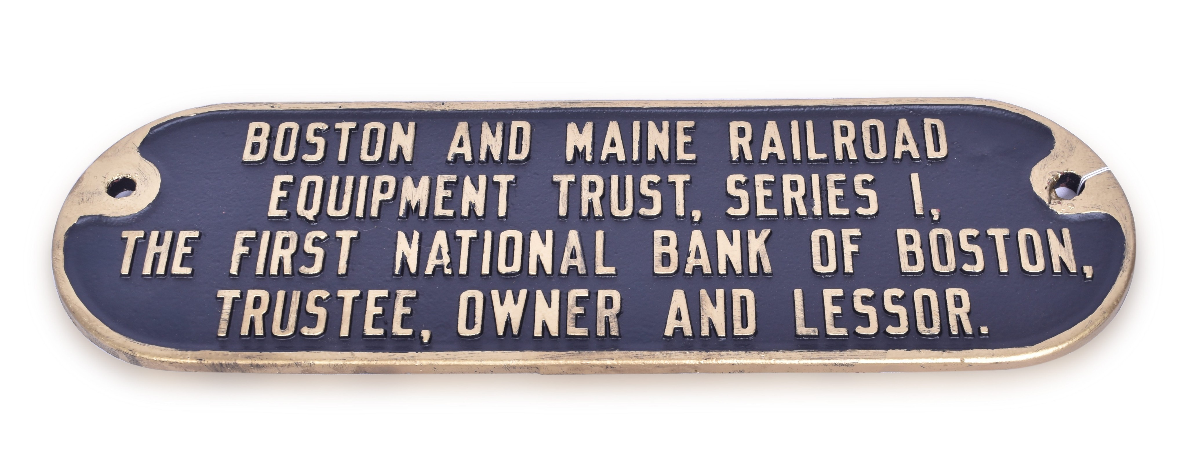 56 - Boston and Maine Railroad Cast Iron Trust Plate w/ Rounded Ends thumbnail