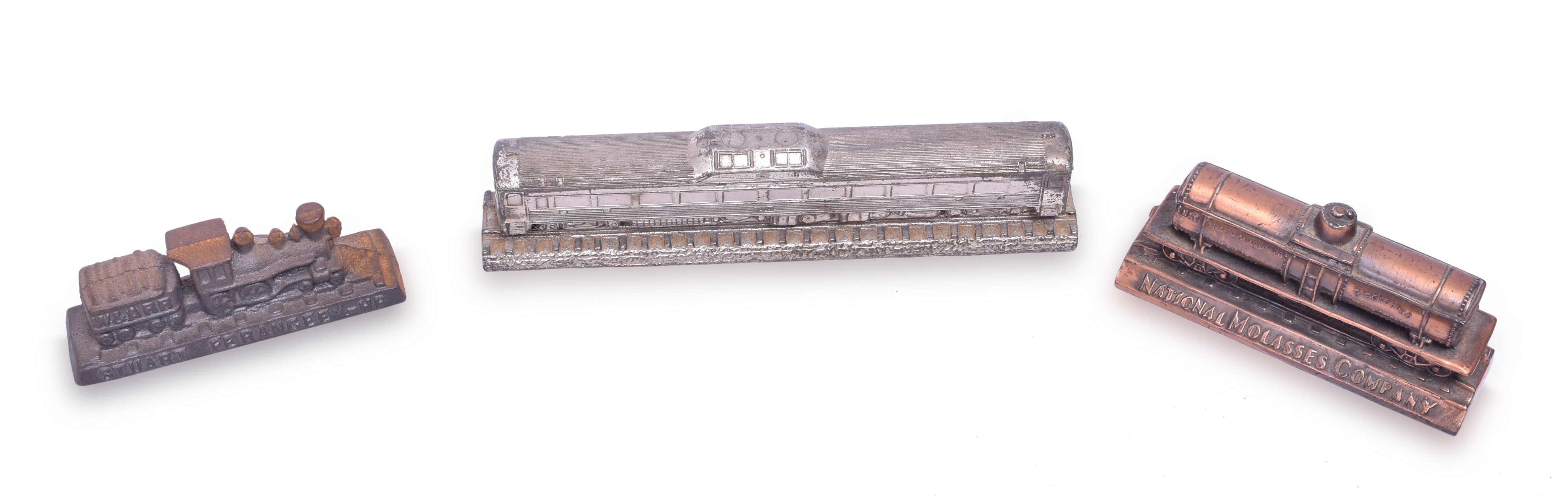 57 - Three Railroad Paperweights - Budd RDC, National Molasses Company, Stuart Ferangee thumbnail