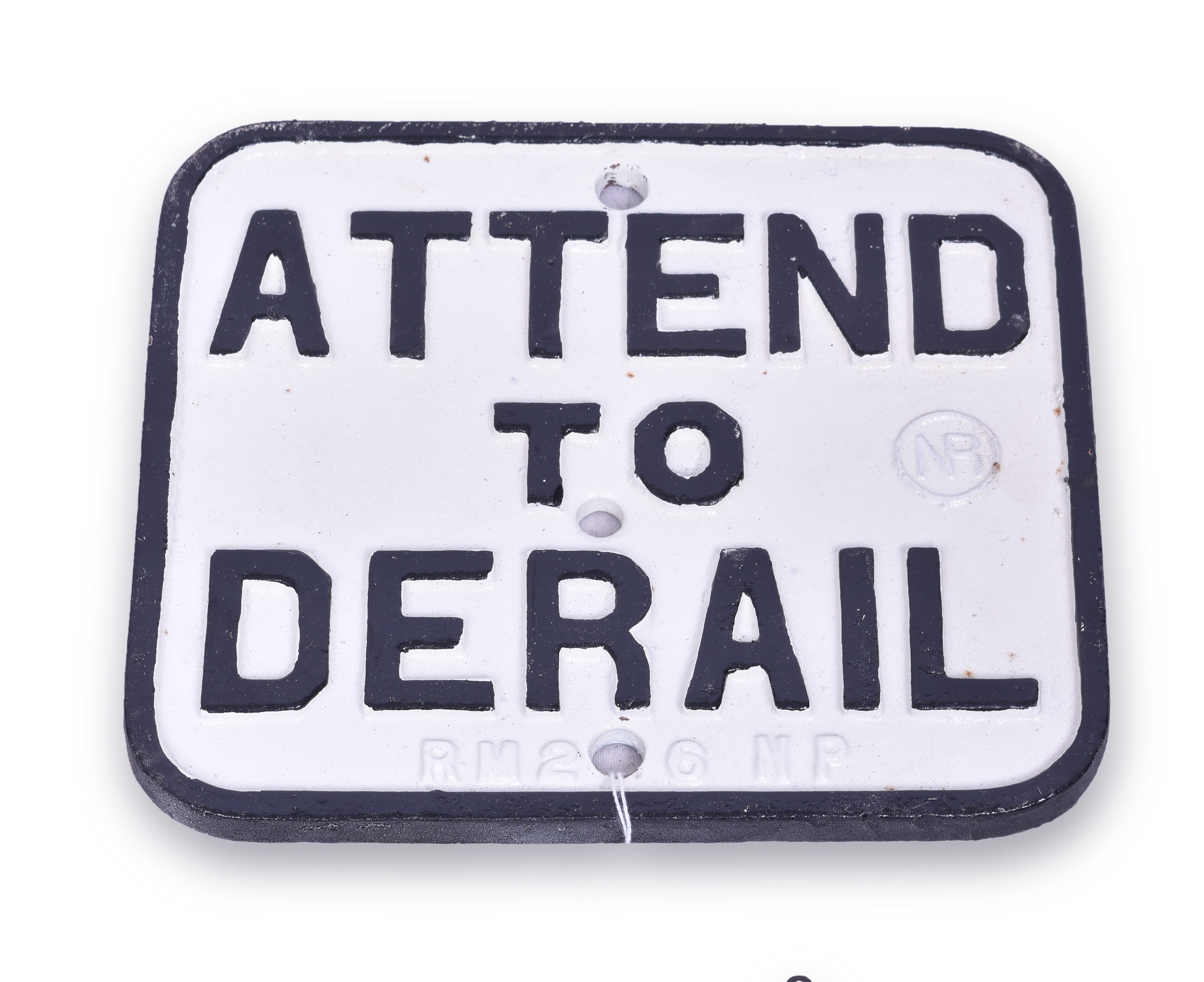 60 - 60Attention to Derail Cast Iron Railroad Sign thumbnail