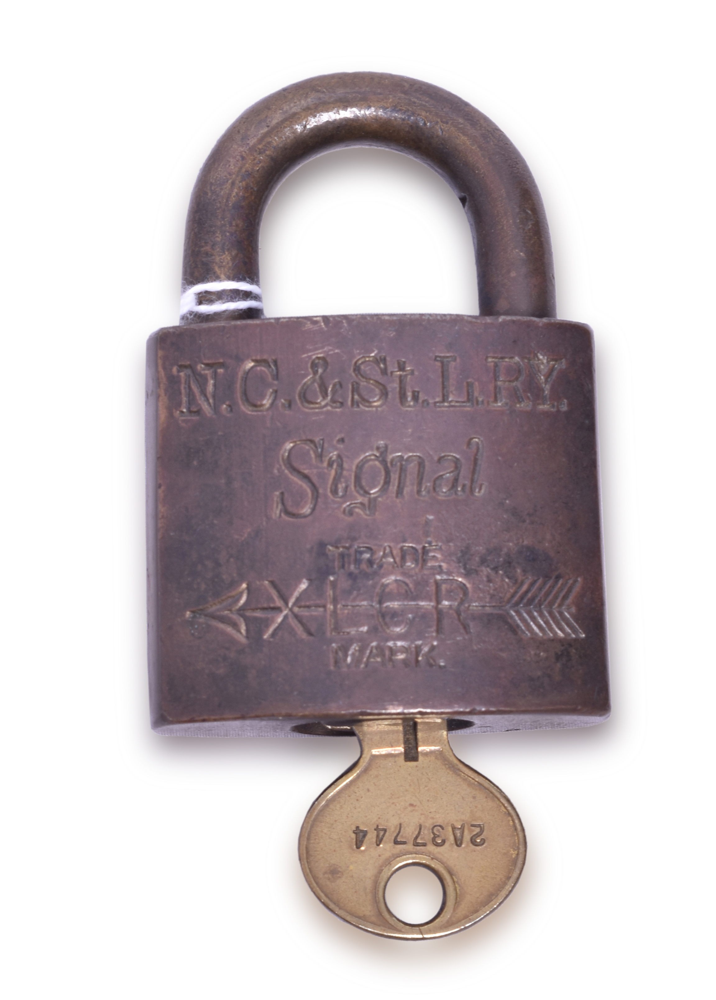 81 - Corbin Nashville Chattanooga & St. Louis Railway Brass Signal Lock w/ Key thumbnail