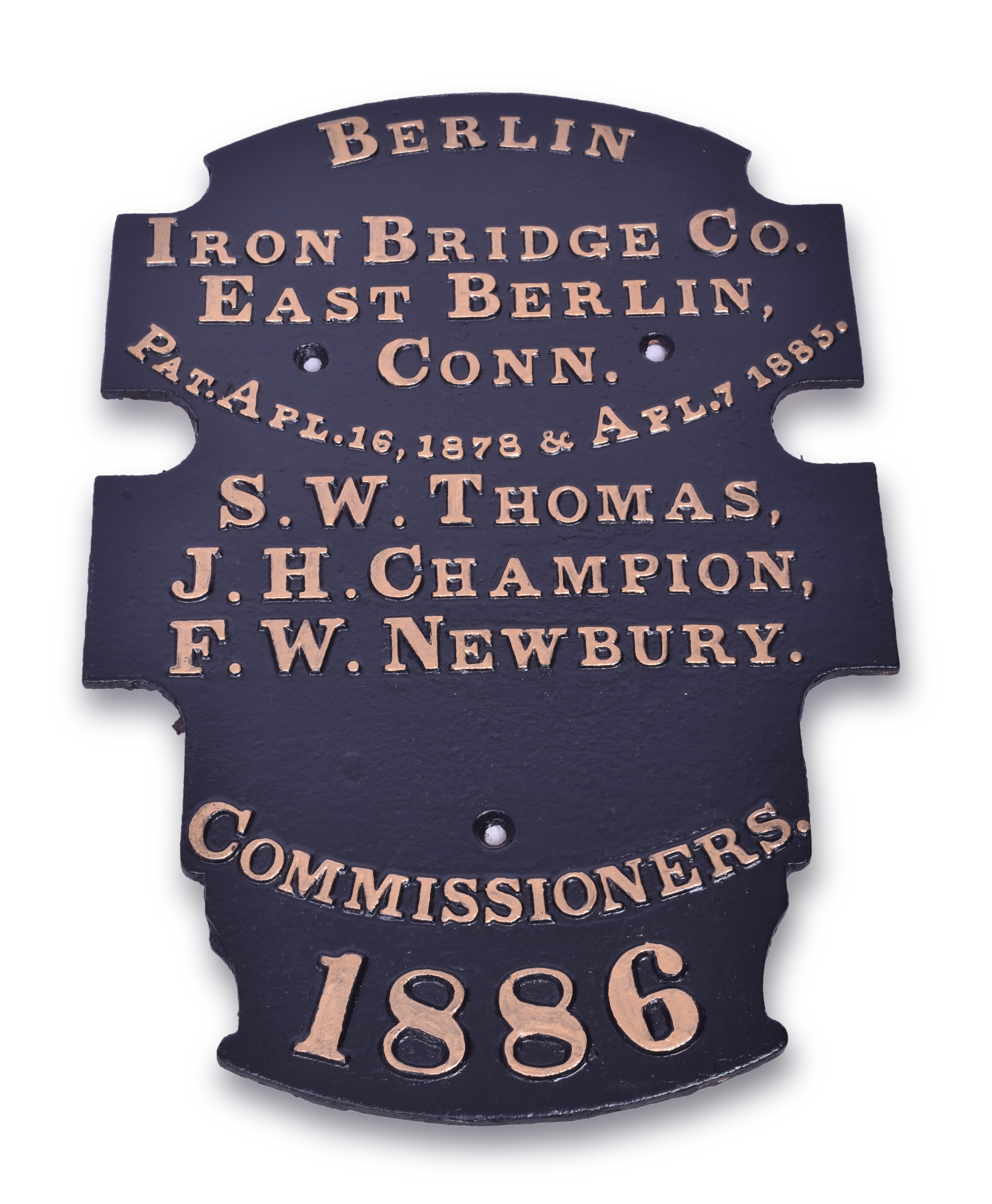 110 - Berlin Iron Bridge Co. 1886 Builders Plate - Restored thumbnail