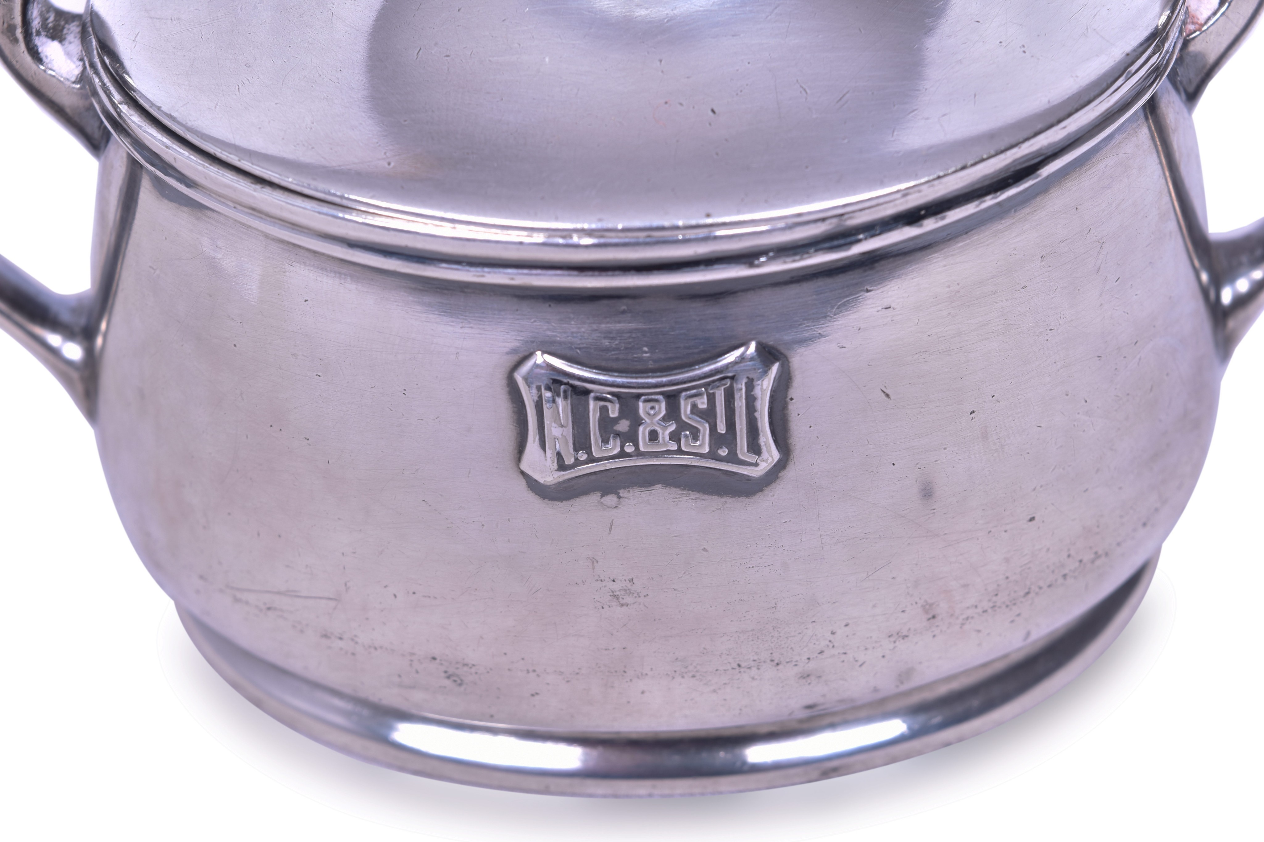 113 - Reed and Barton Silver Soldered Nashville Chattanooga & St. Louis Railway Double Handled Sugar Bowl thumbnail