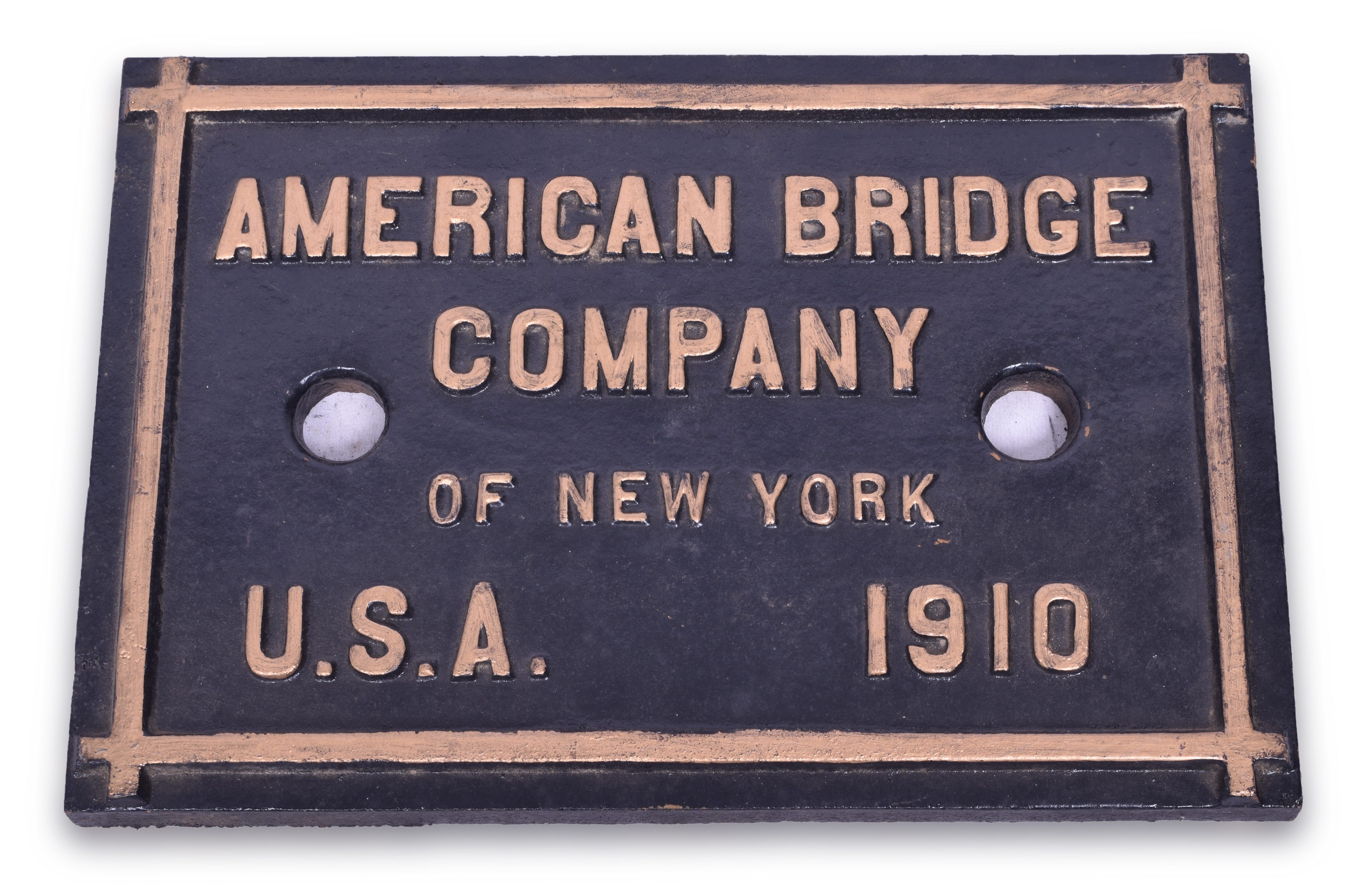 114 - 1910 American Bridge Company Cast Iron Builders Plate - Restored thumbnail