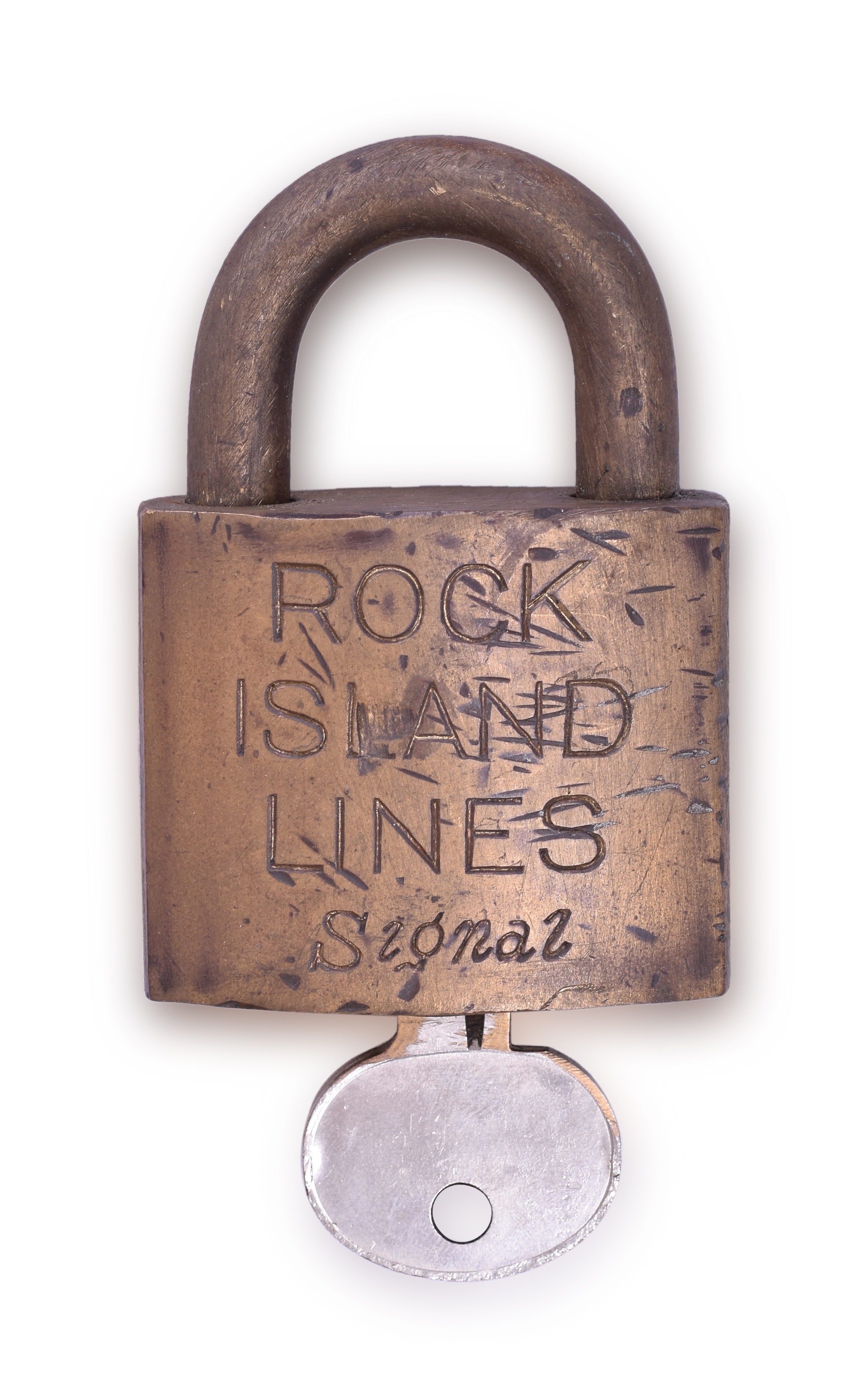 162 - Corbin Rock Island Lines Brass Signal Lock w/ Key thumbnail