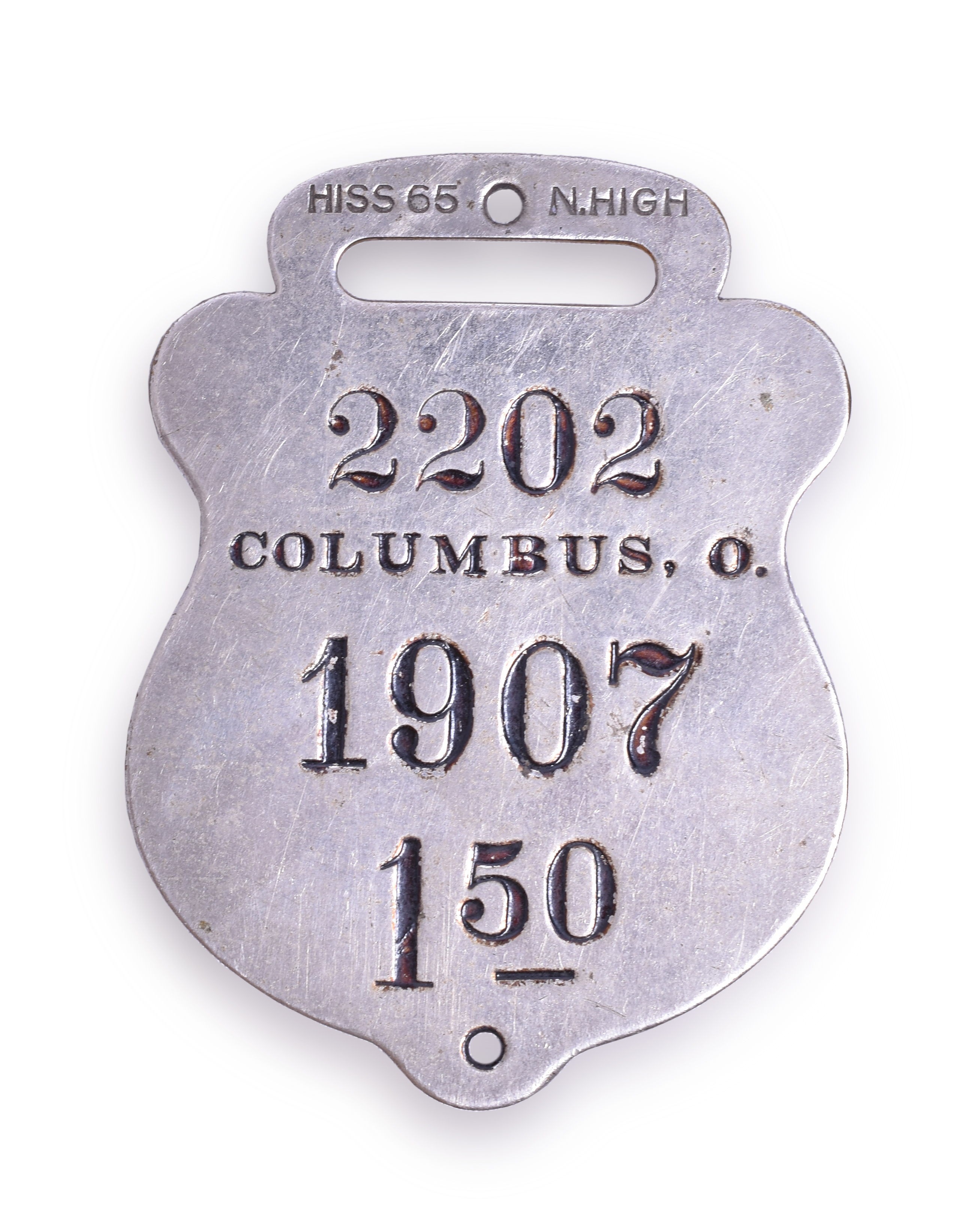 174 - Columbus Ohio Railroad Baggage Check Tag thumbnail