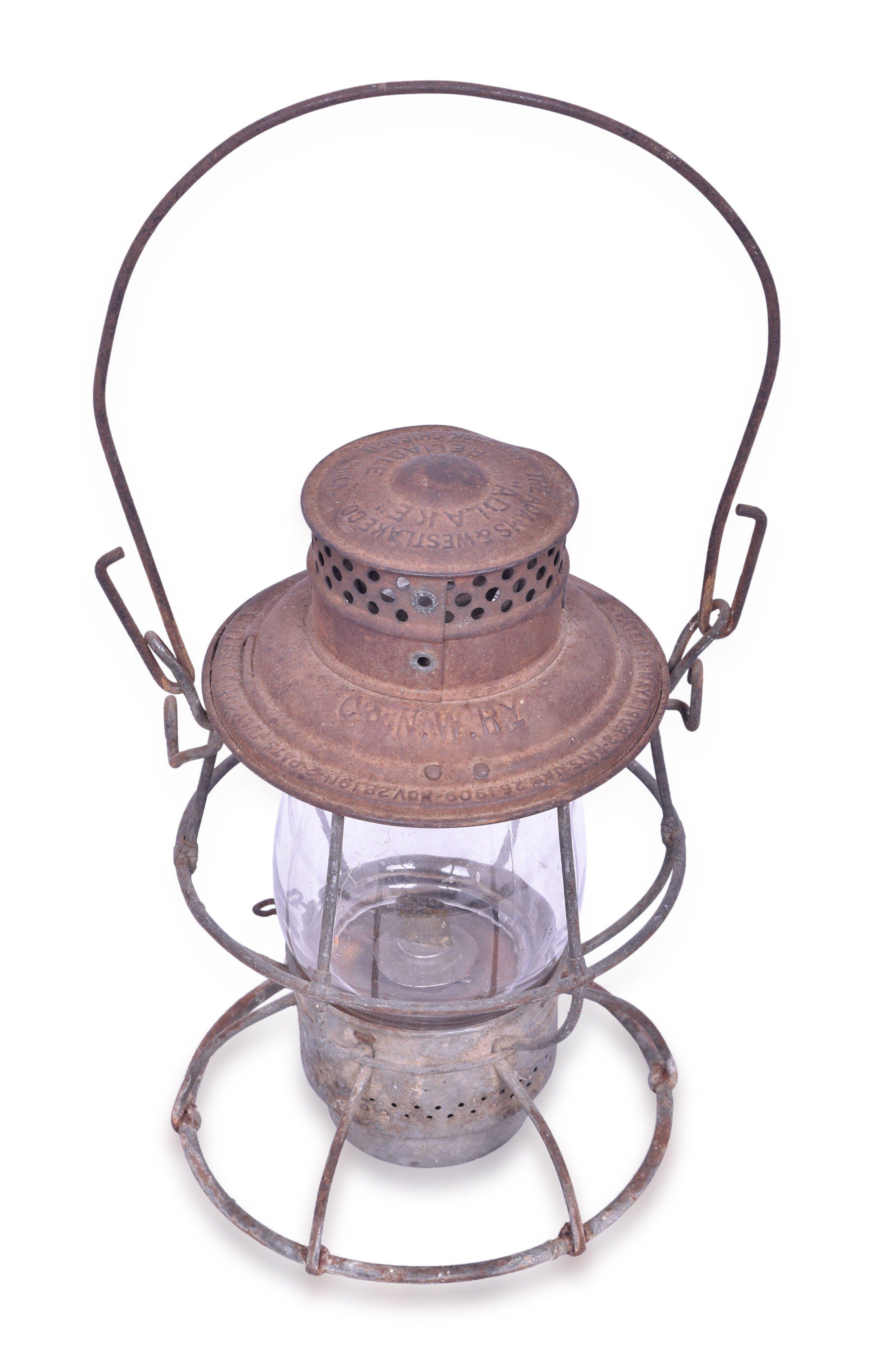 181 - Adlake Reliable Chicago and Northwestern Railroad Lantern w/ Clear Globe thumbnail