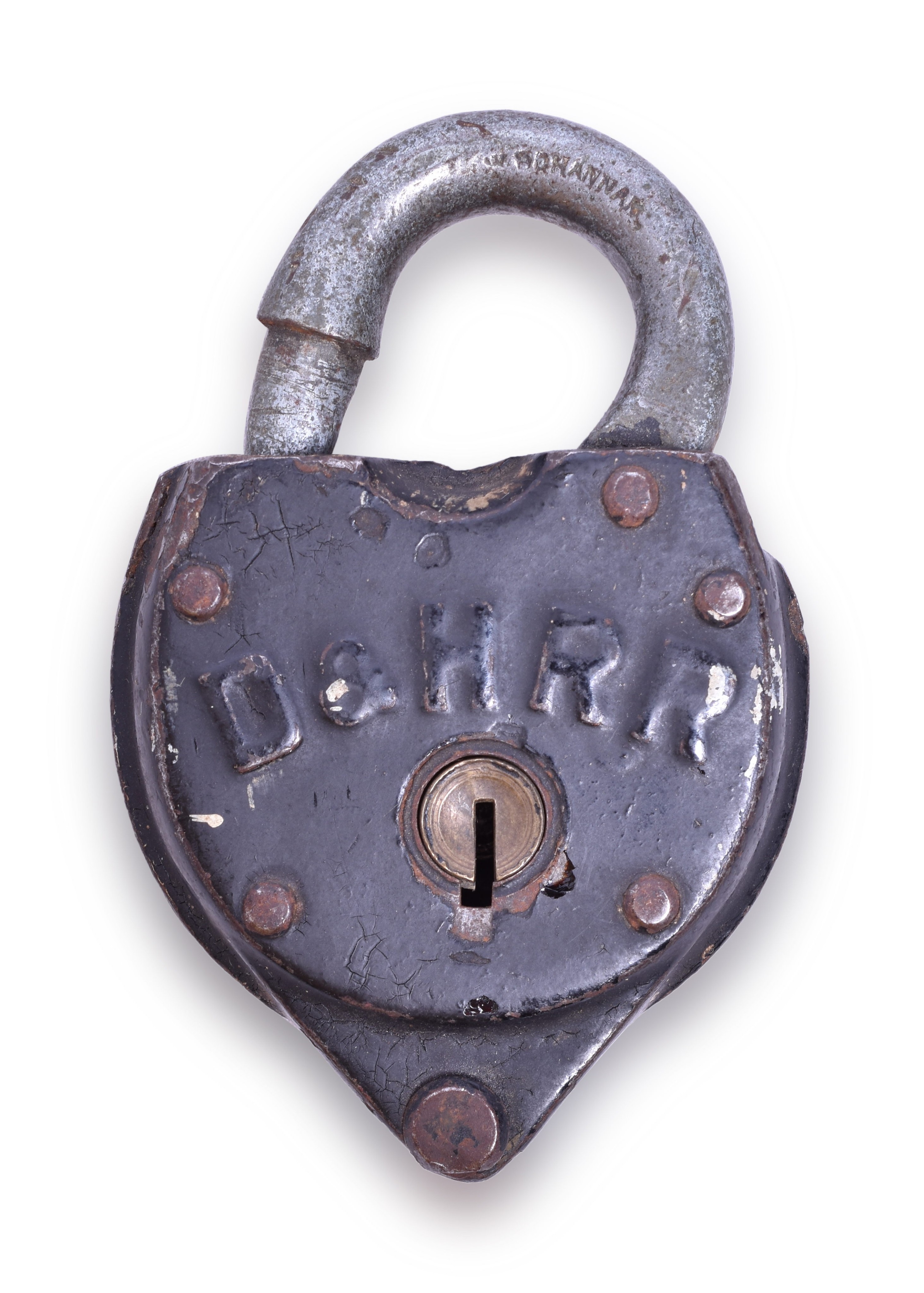 190 - Wilson Bohannan Delaware and Hudson Railroad Heart Shaped Steel Lock thumbnail