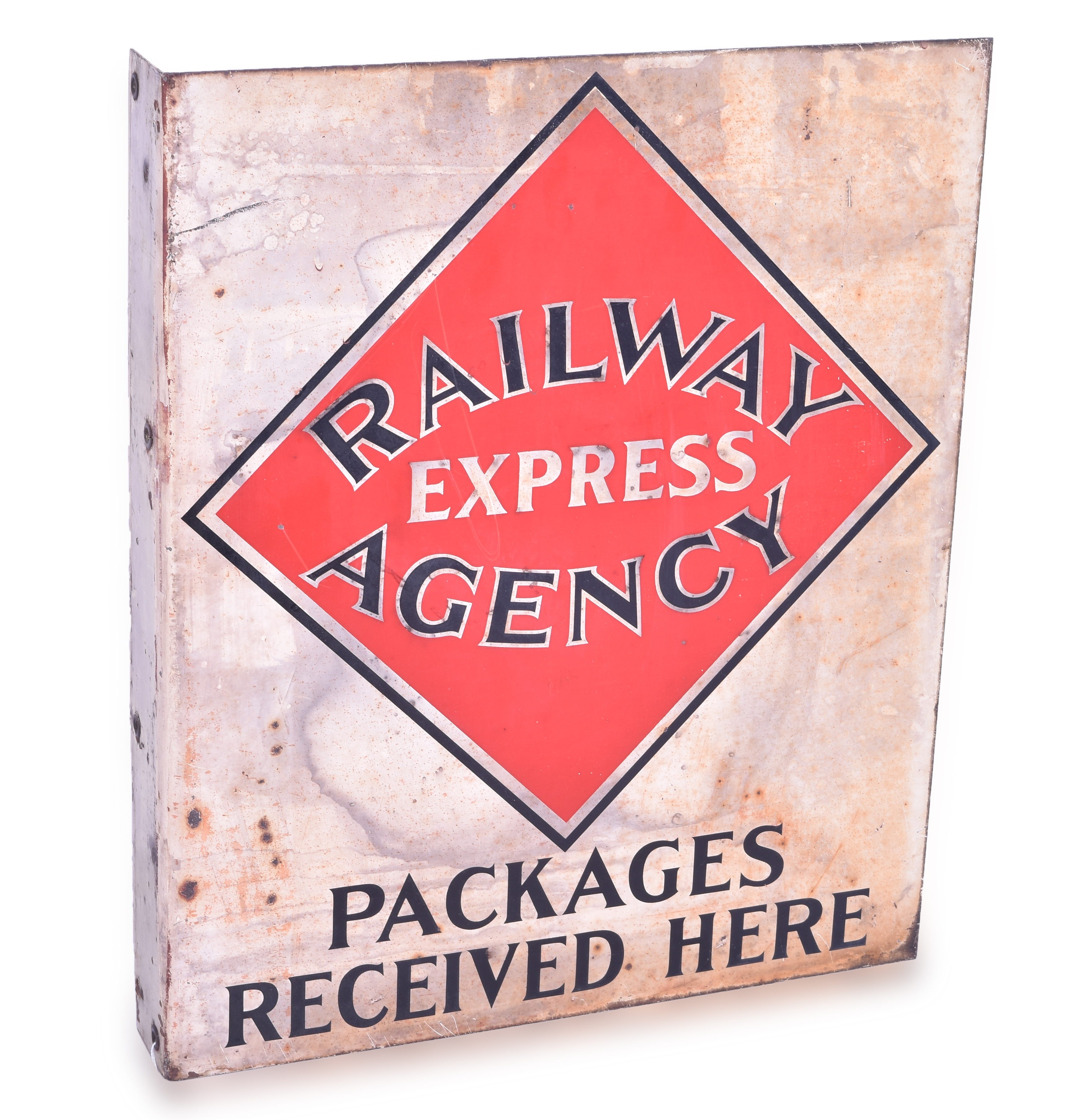 206 - Railway Express Agency Double Sided Porcelain Flange Sign thumbnail