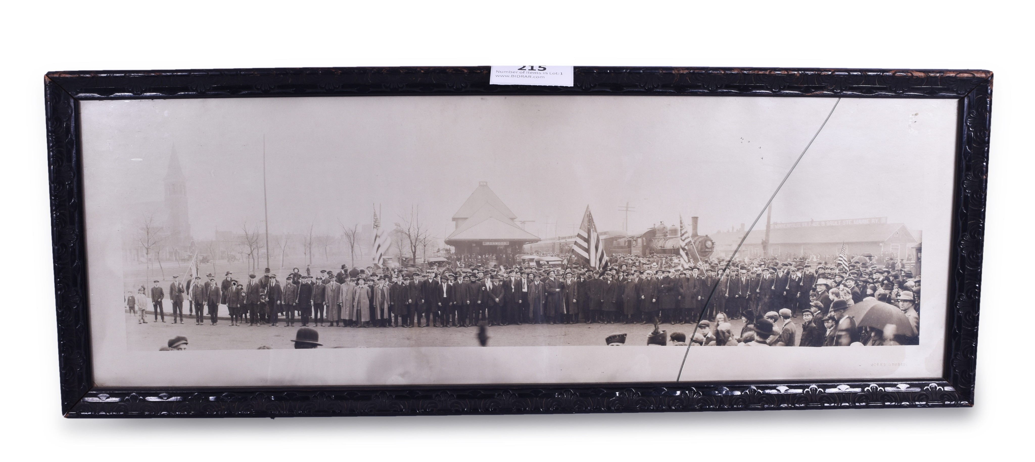 215 - Chicago and Northwestern depot in Ironwood, Michigan - Wide Format Black and White Photo thumbnail