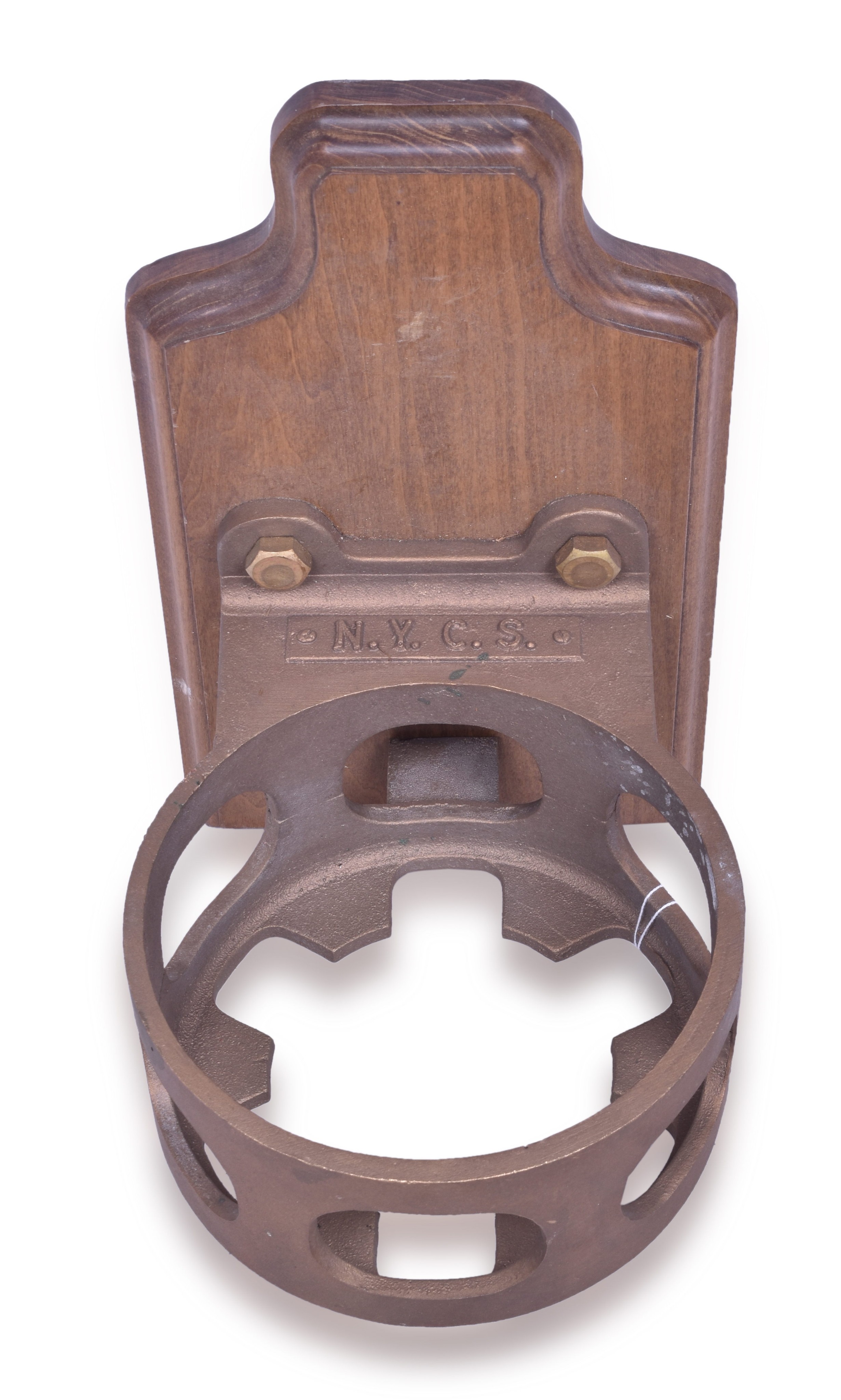 218 - Cast Brass New York Central Railroad Locomotive Lantern Holder thumbnail