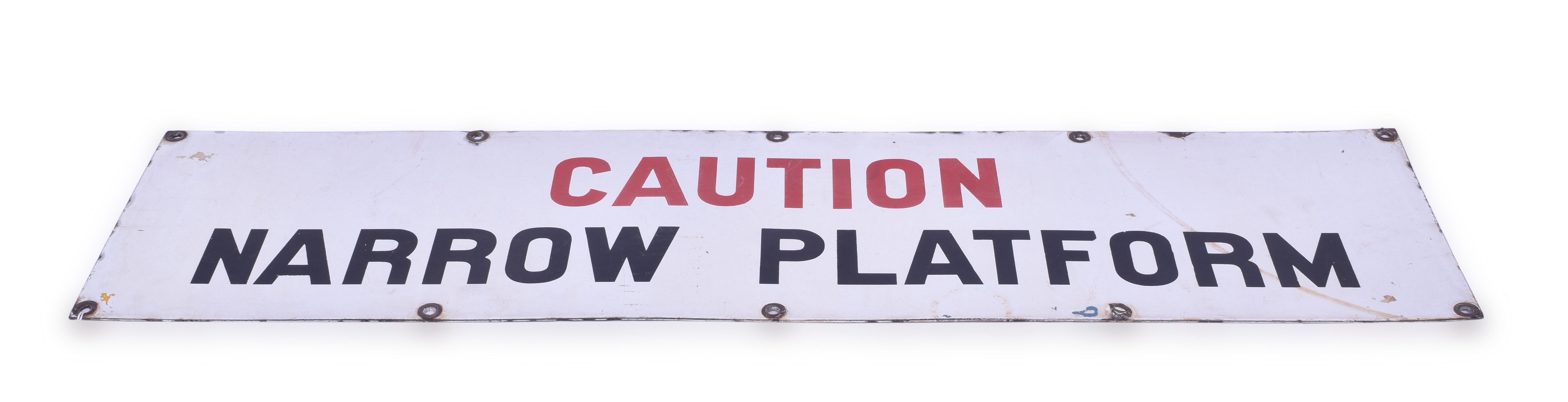 220 - Caution Narrow Platform Porcelain Railroad Station Sign thumbnail