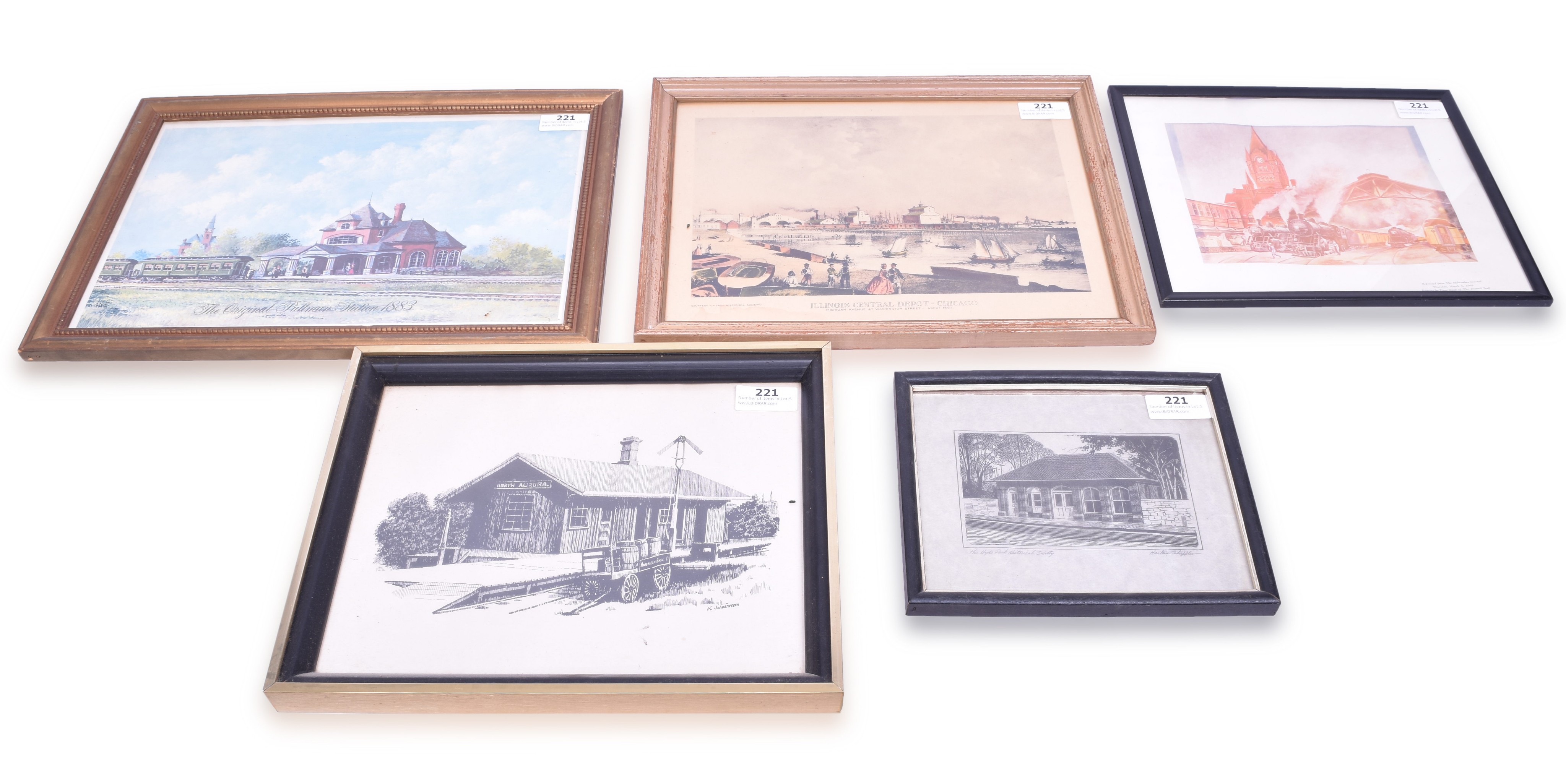 221 - Five Chicago Area Railroad Depot Prints thumbnail