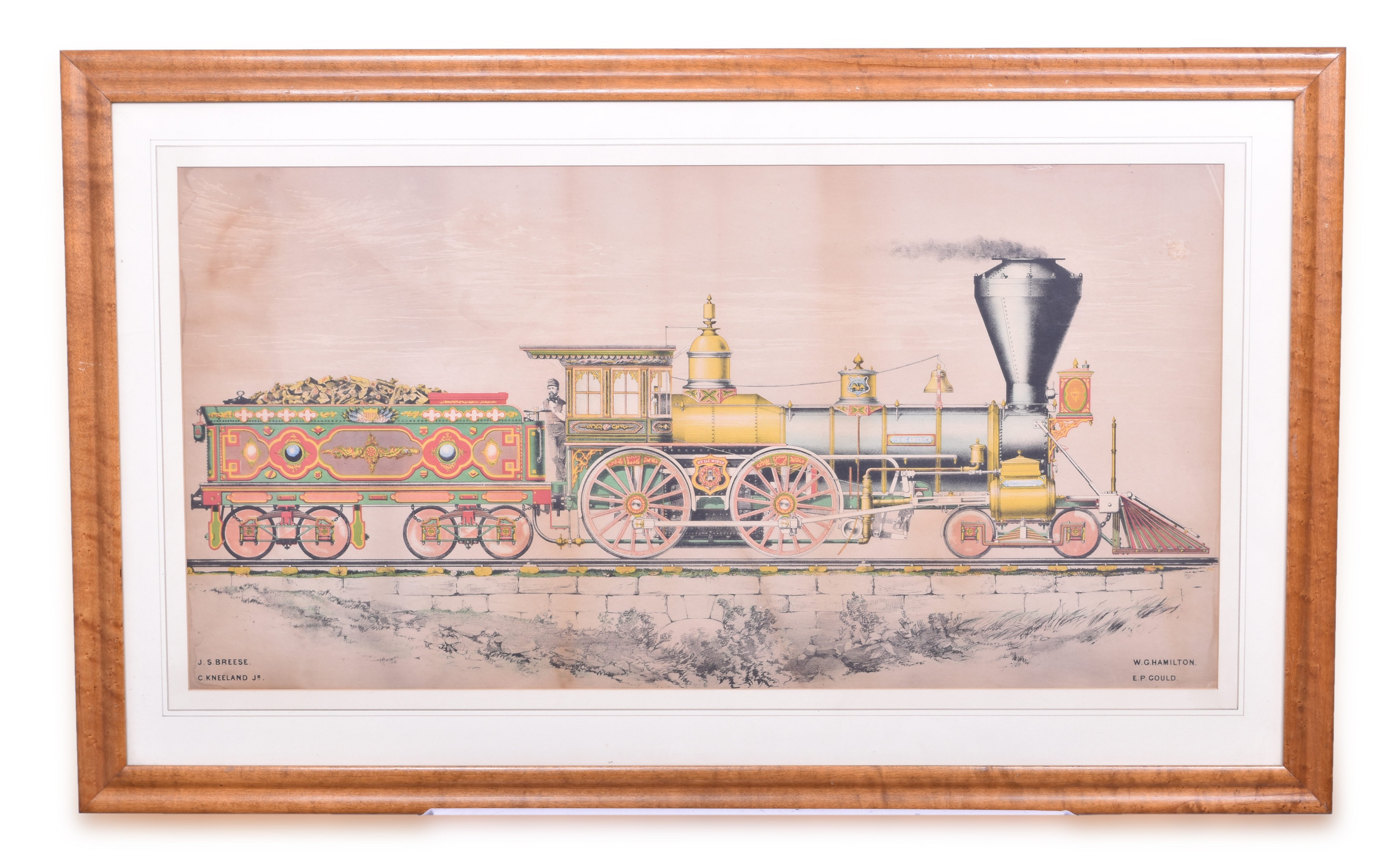 229 - Breese, Kneeland & Co./ New York Locomotive Works - Young America - Hand Colored Lithography thumbnail