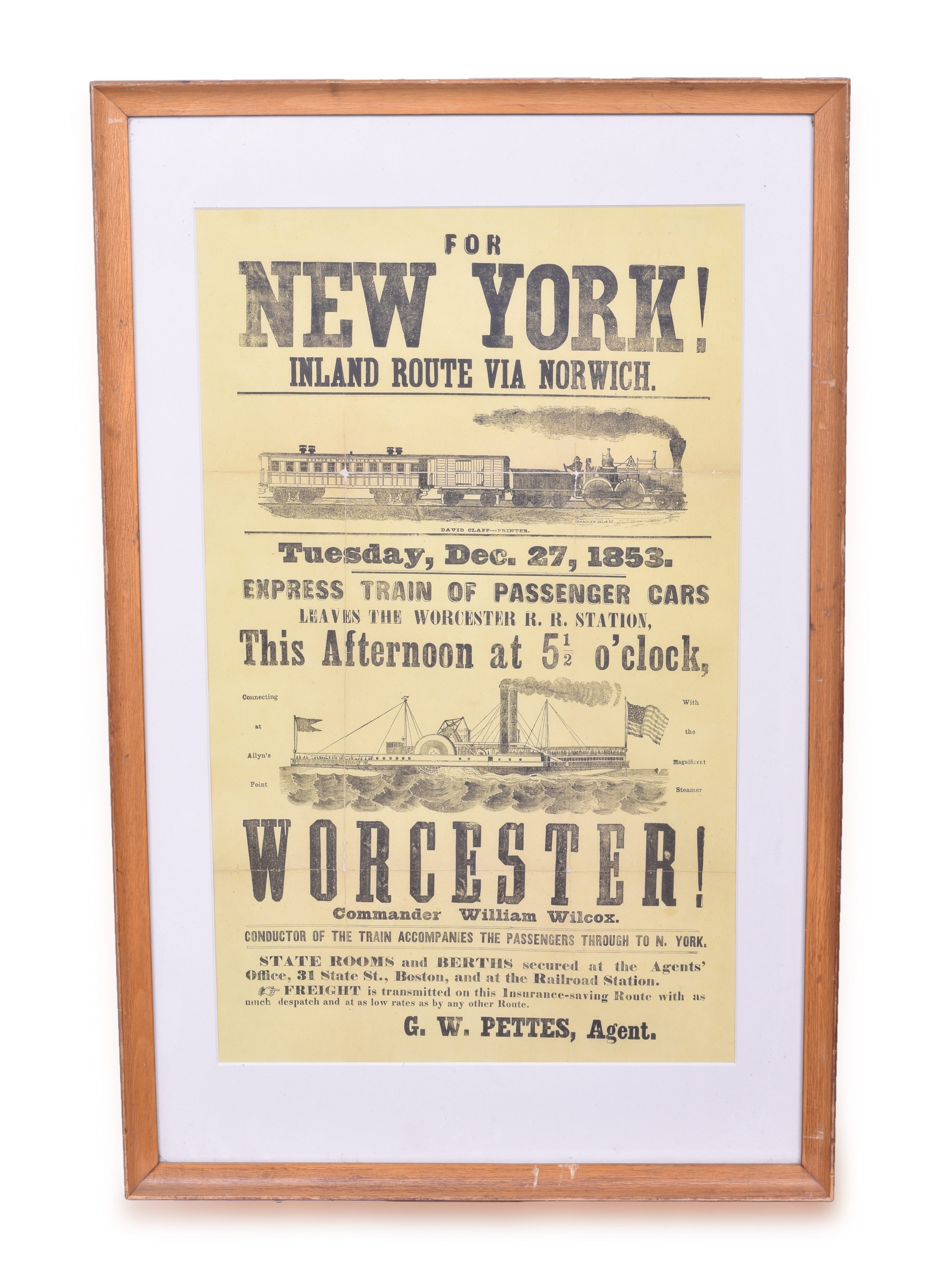 235 - Boston & Worchester Railroad 1853 Broadsheet thumbnail