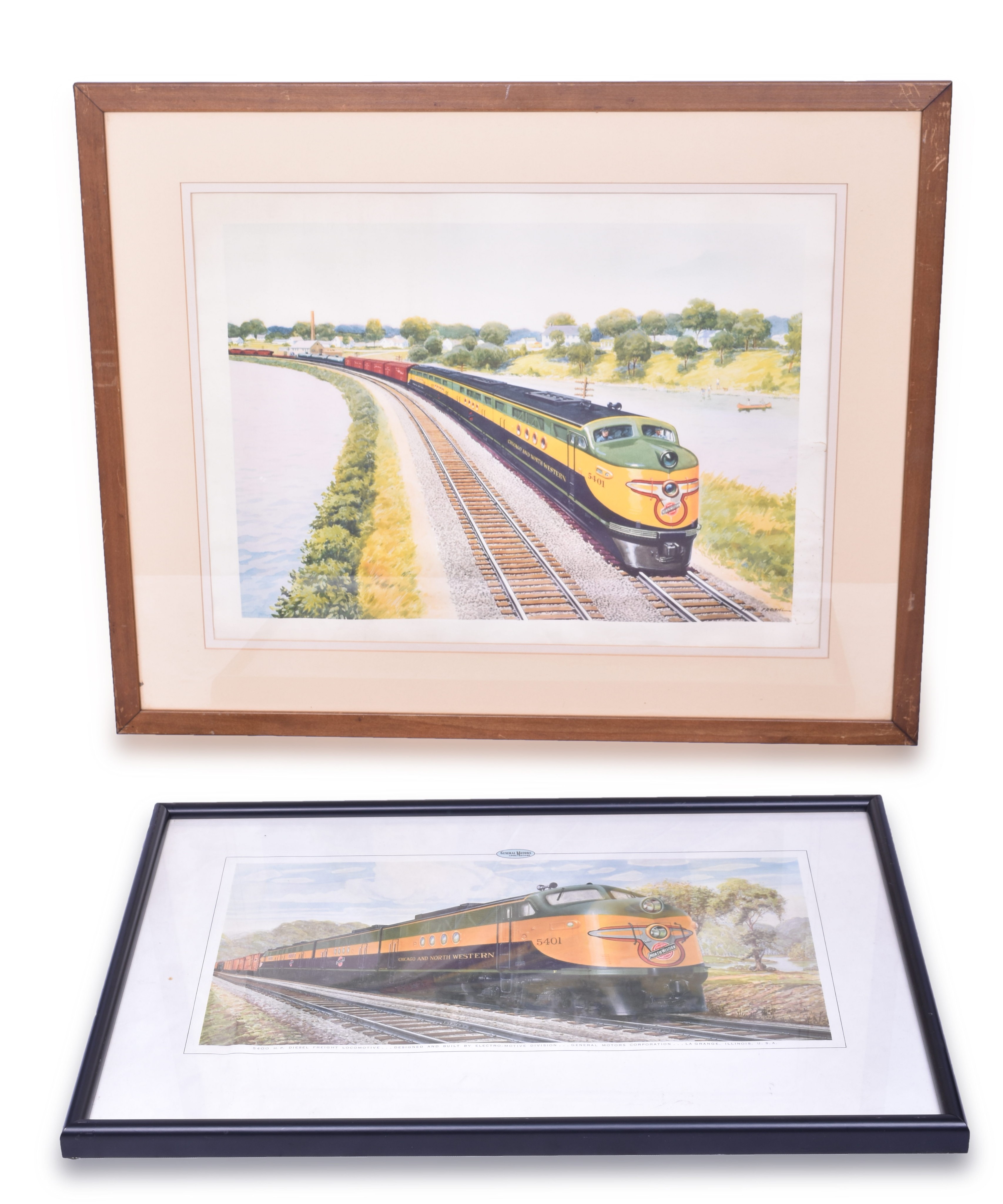 239 - Pair of Chicago and Northwestern Streamlined FT Locomotive Prints - Ben Dedek and Paul Proehl thumbnail