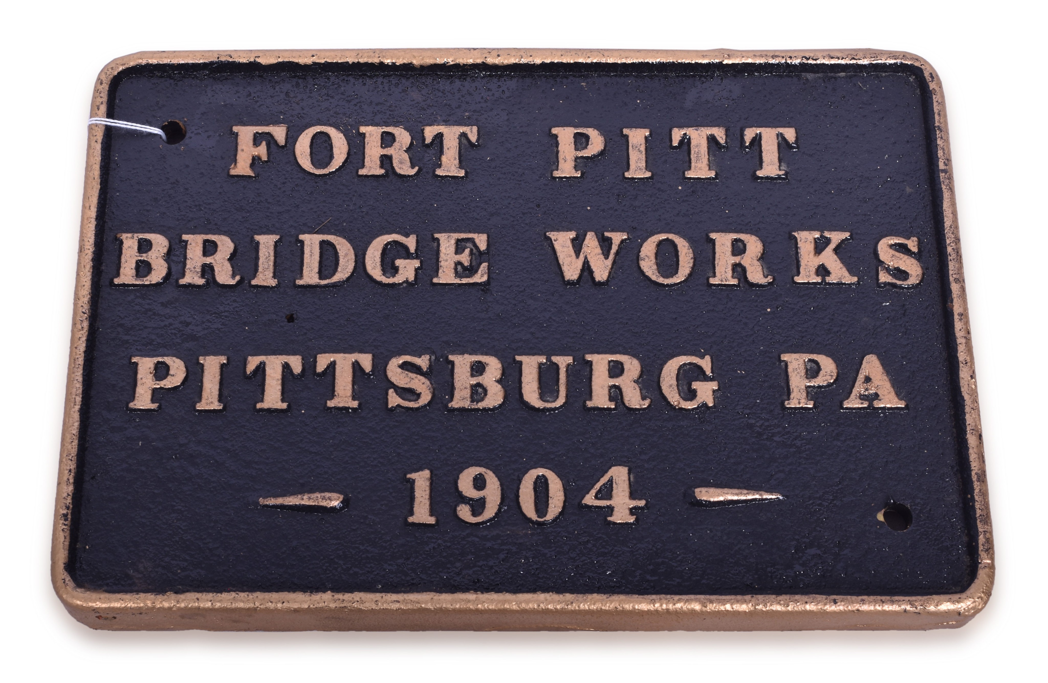 244 - 1904 Fort Pitt Bridge Works Cast Iron Builders Plate thumbnail