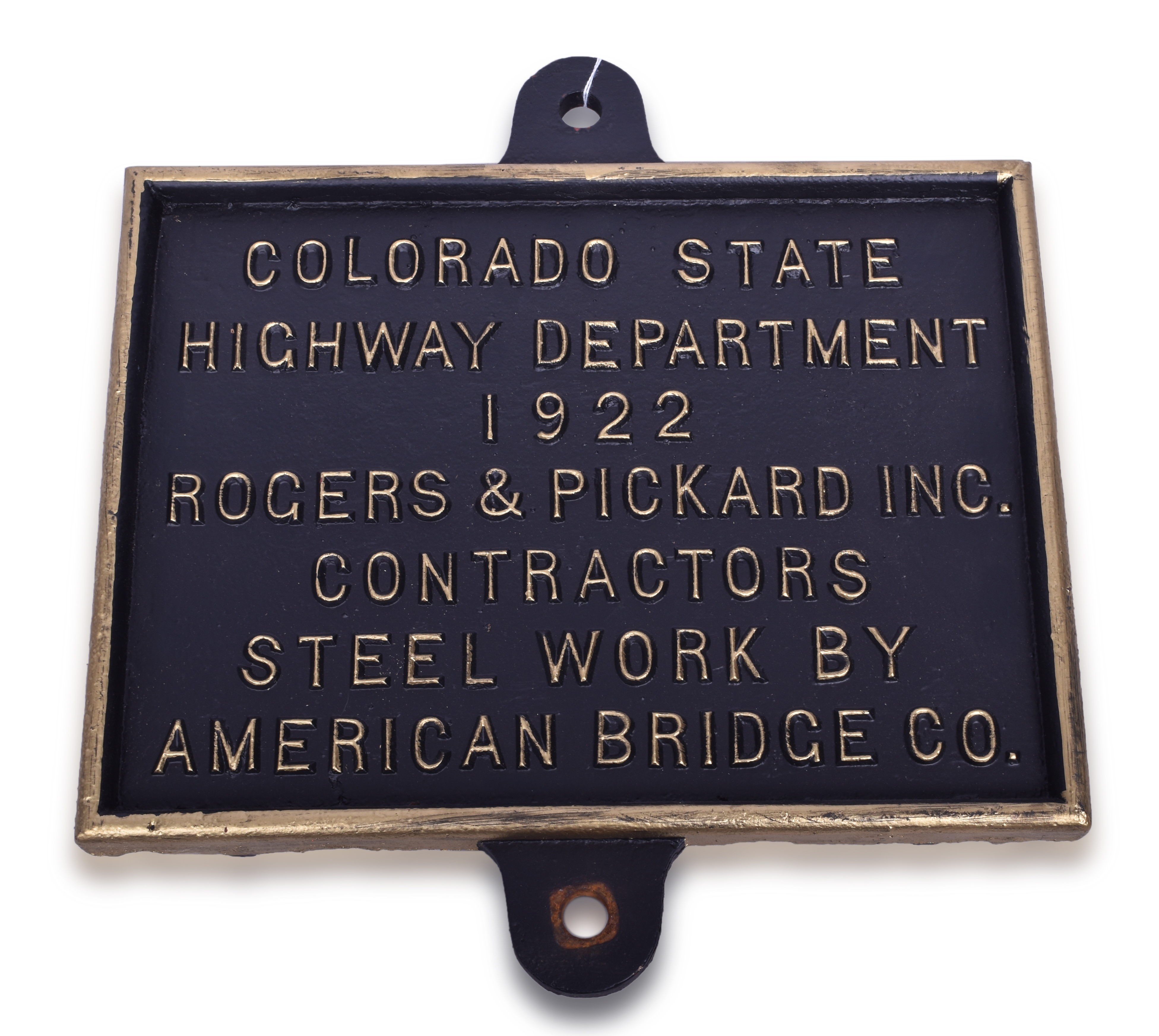 246 - American Bridge Co. / 1922 Colorado State Bridge Plate thumbnail