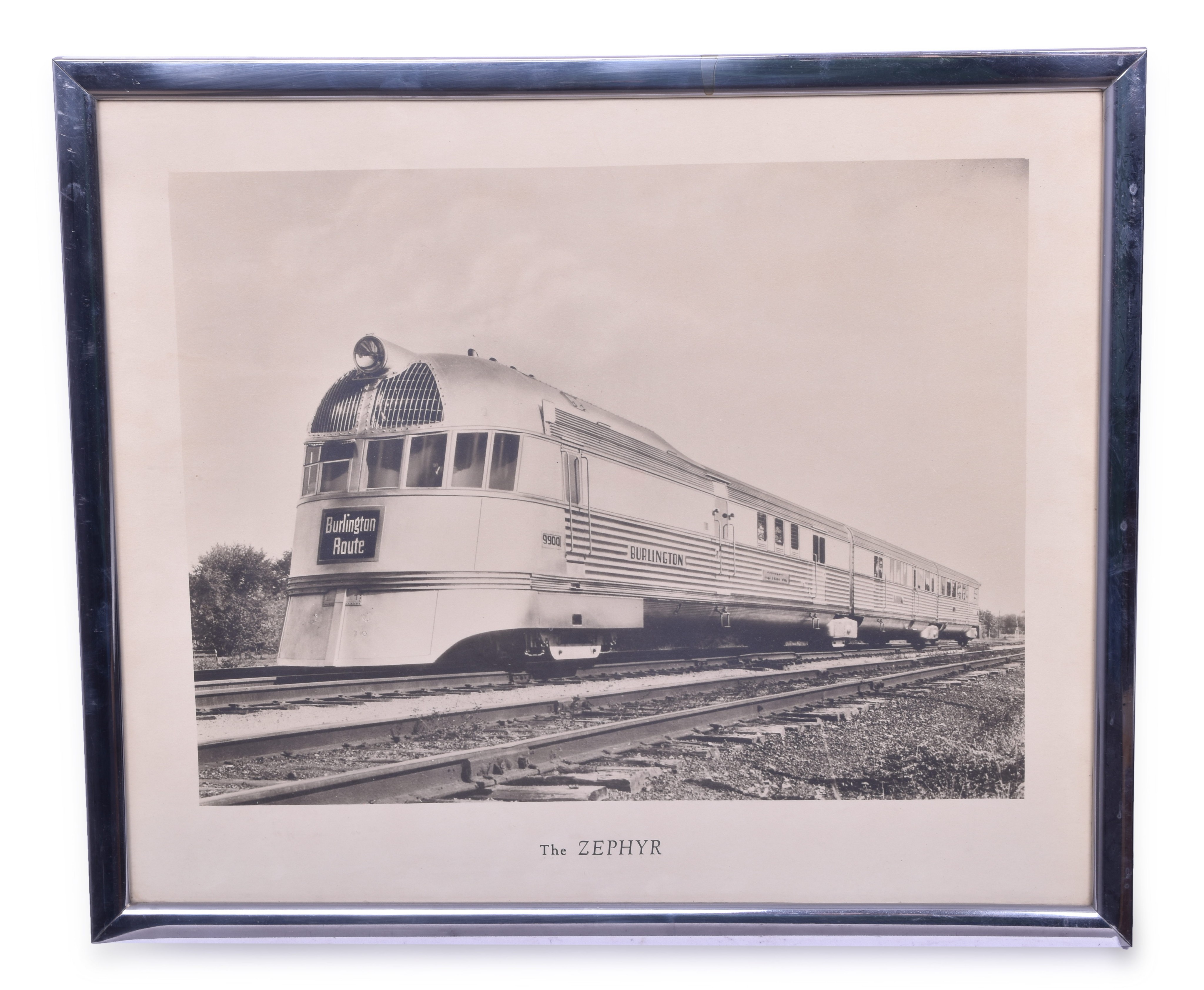 251 - CB&Q / Burlington Route Zephyr - Framed Print, Stainless Steel Frame thumbnail