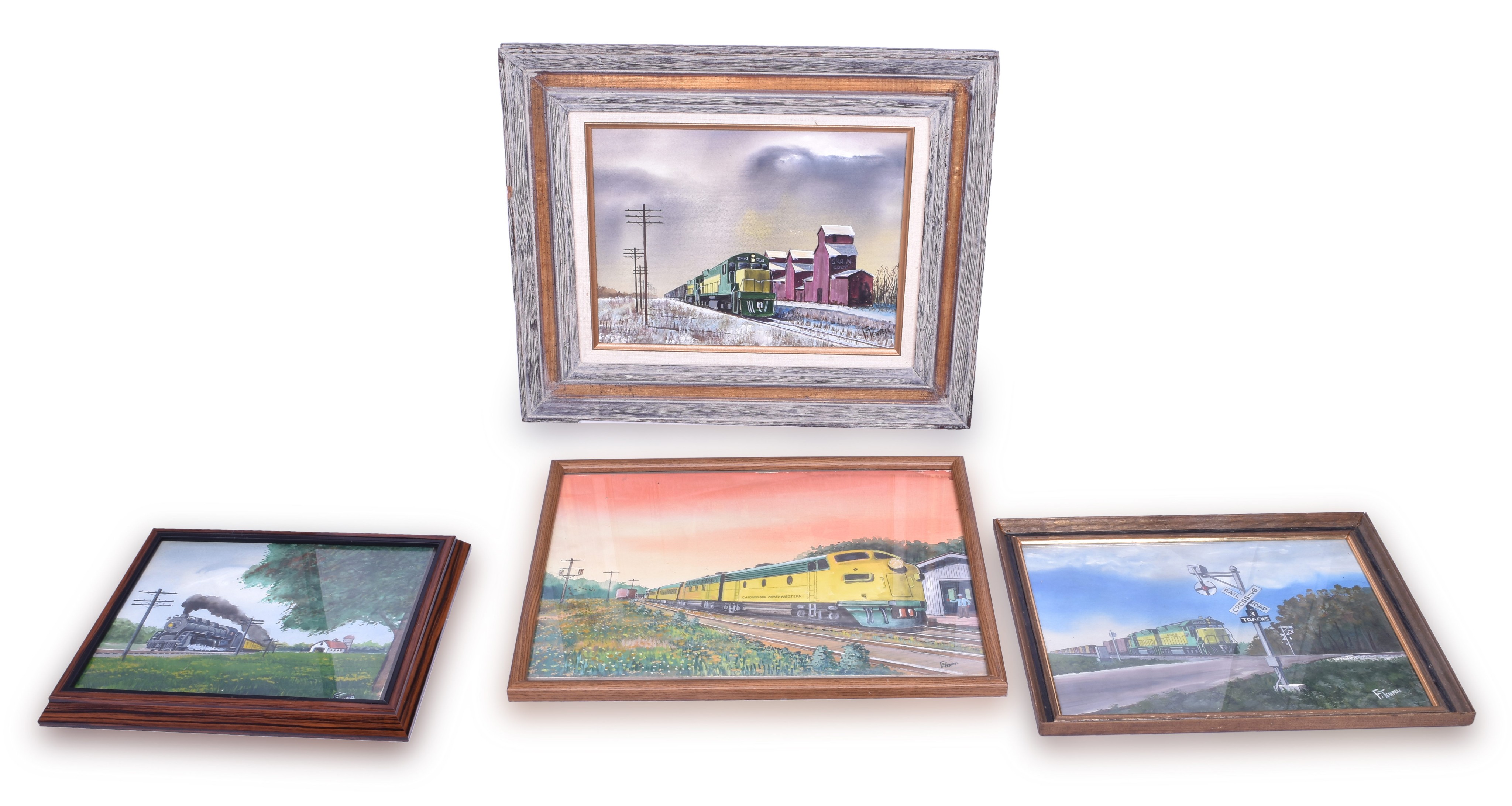 255 - Group of Four Original Railroad Paintings by Frank Twefell - Chicago and Northwestern and Steam thumbnail