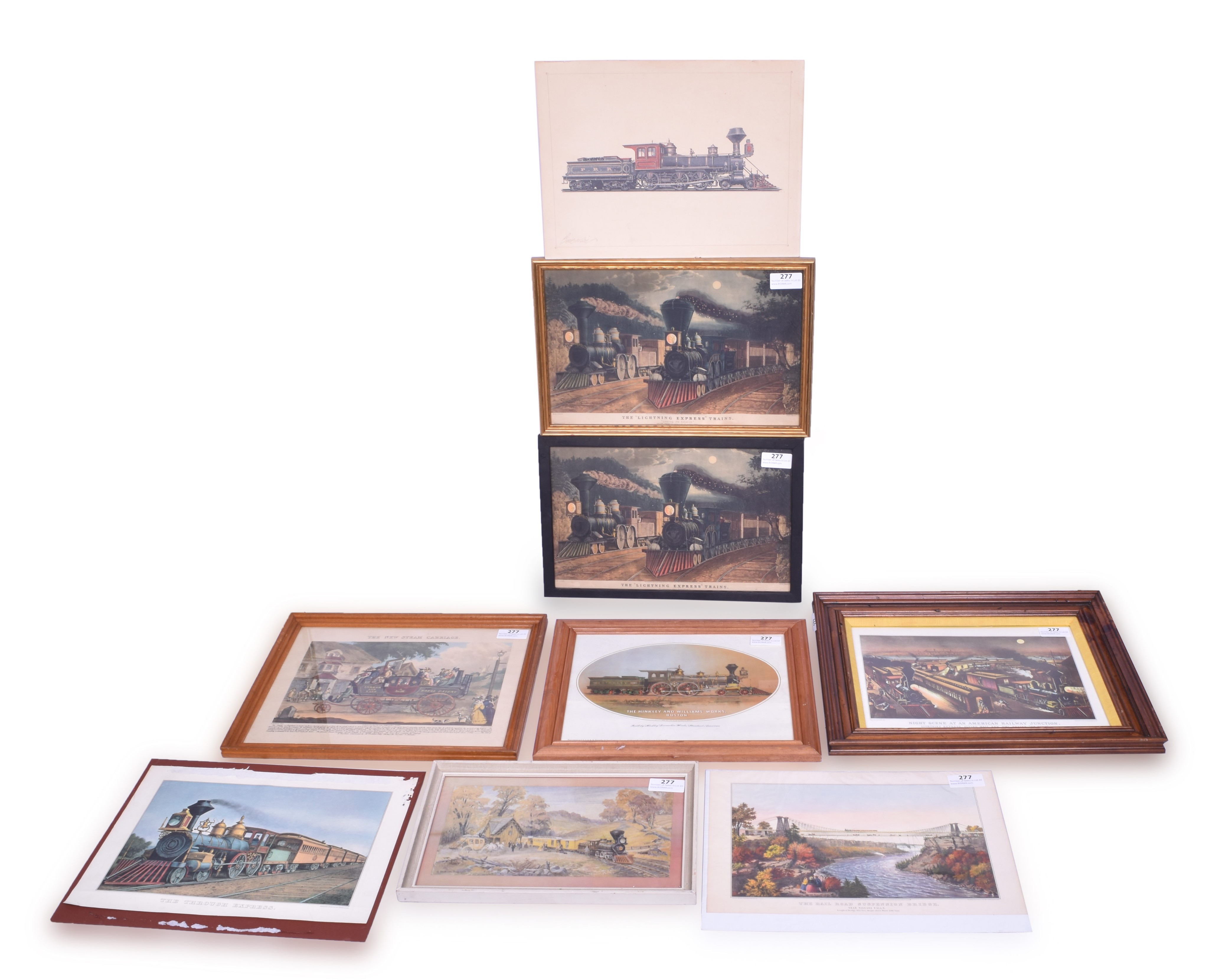277 - 10 Reproduction Steam Locomotive Lithograph Prints thumbnail