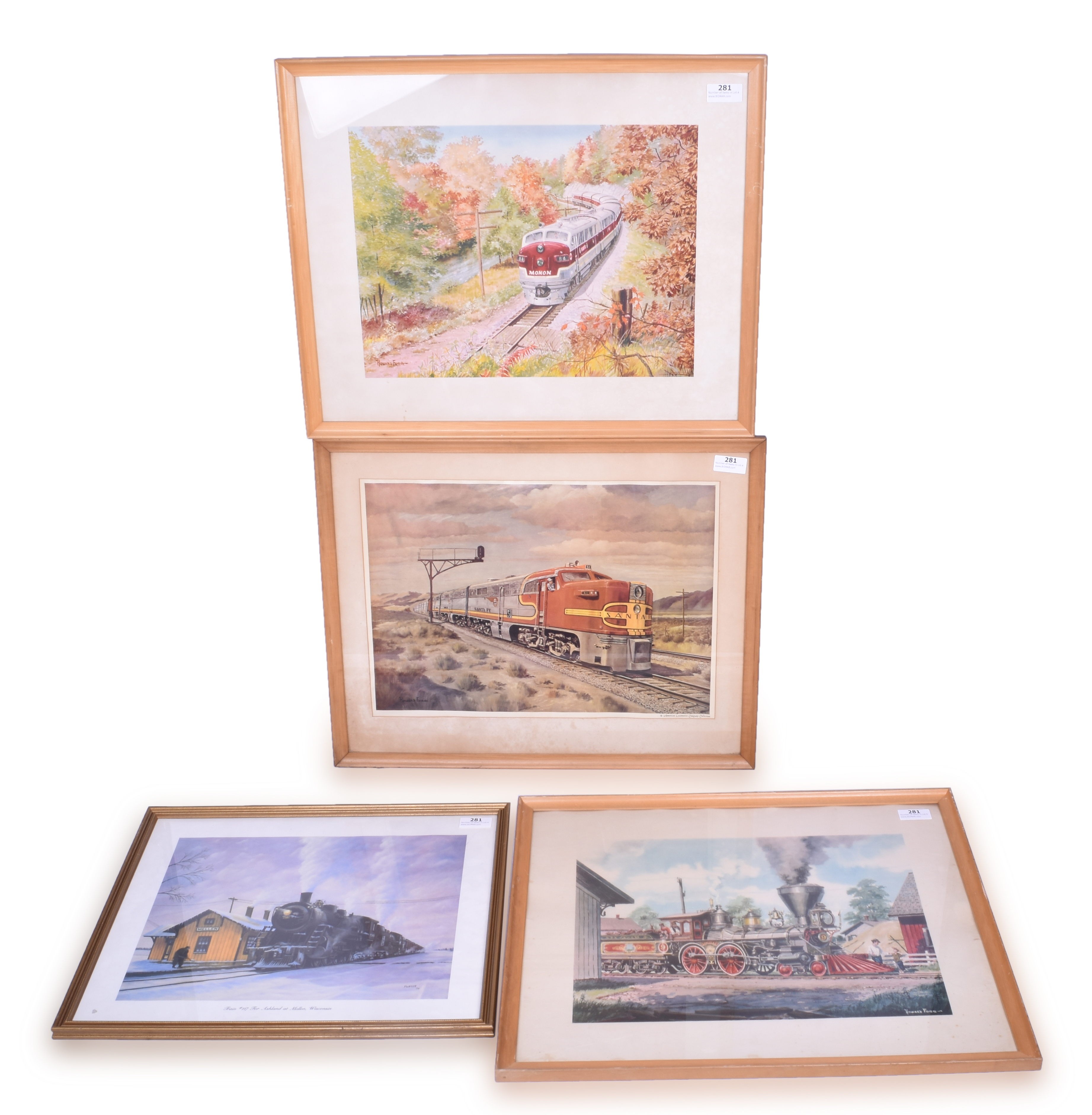 281 - Four Railroad Prints including Howard Fogg and Porter - Monon, Santa Fe, Soo Line thumbnail
