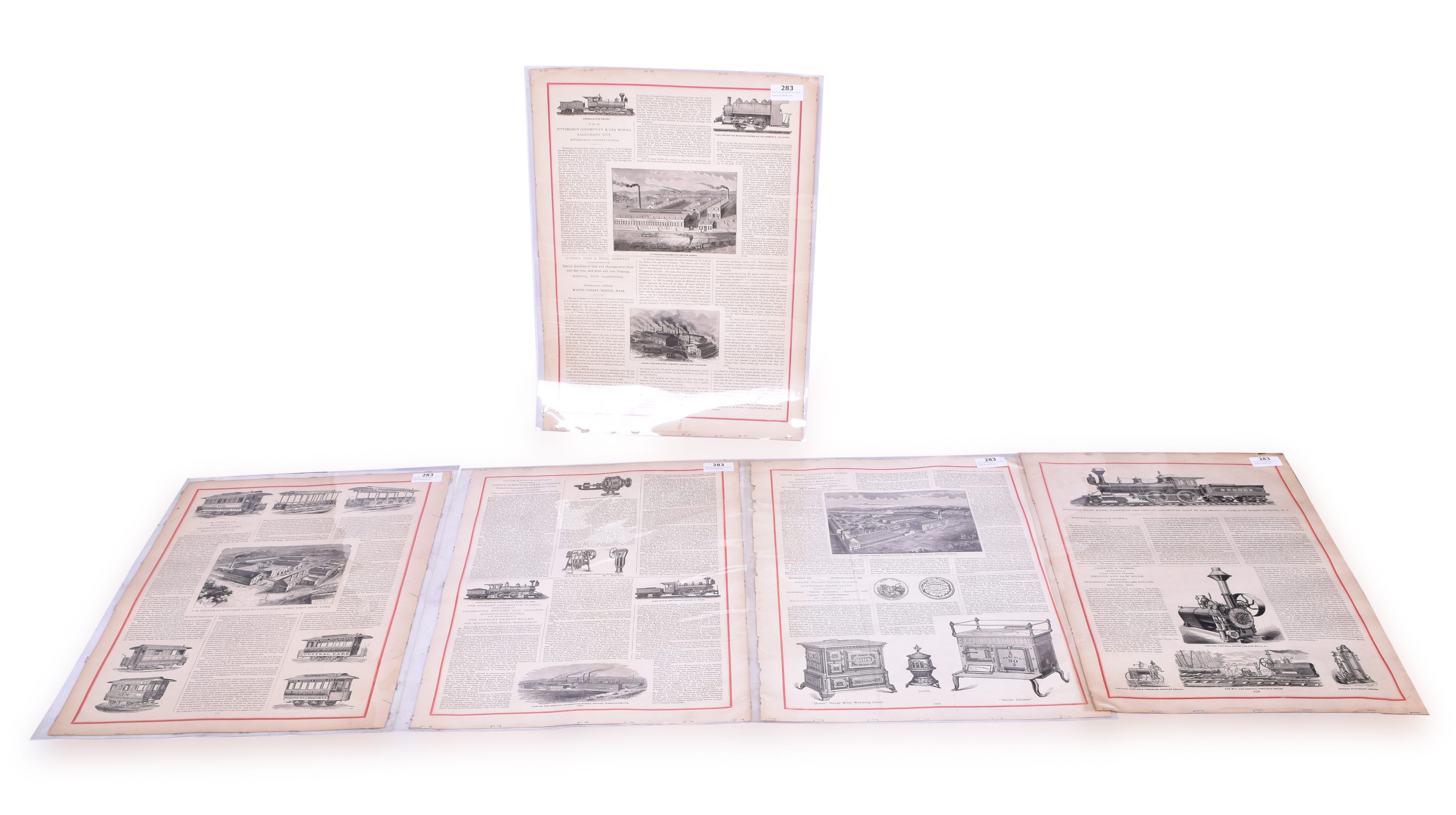 283 - Five Large Format Locomotive and Trolley Builder Advertisements - J.M. Jones and Co. Hinkley Locomotive Works, Rhode Island Locomotive Works, etc. thumbnail