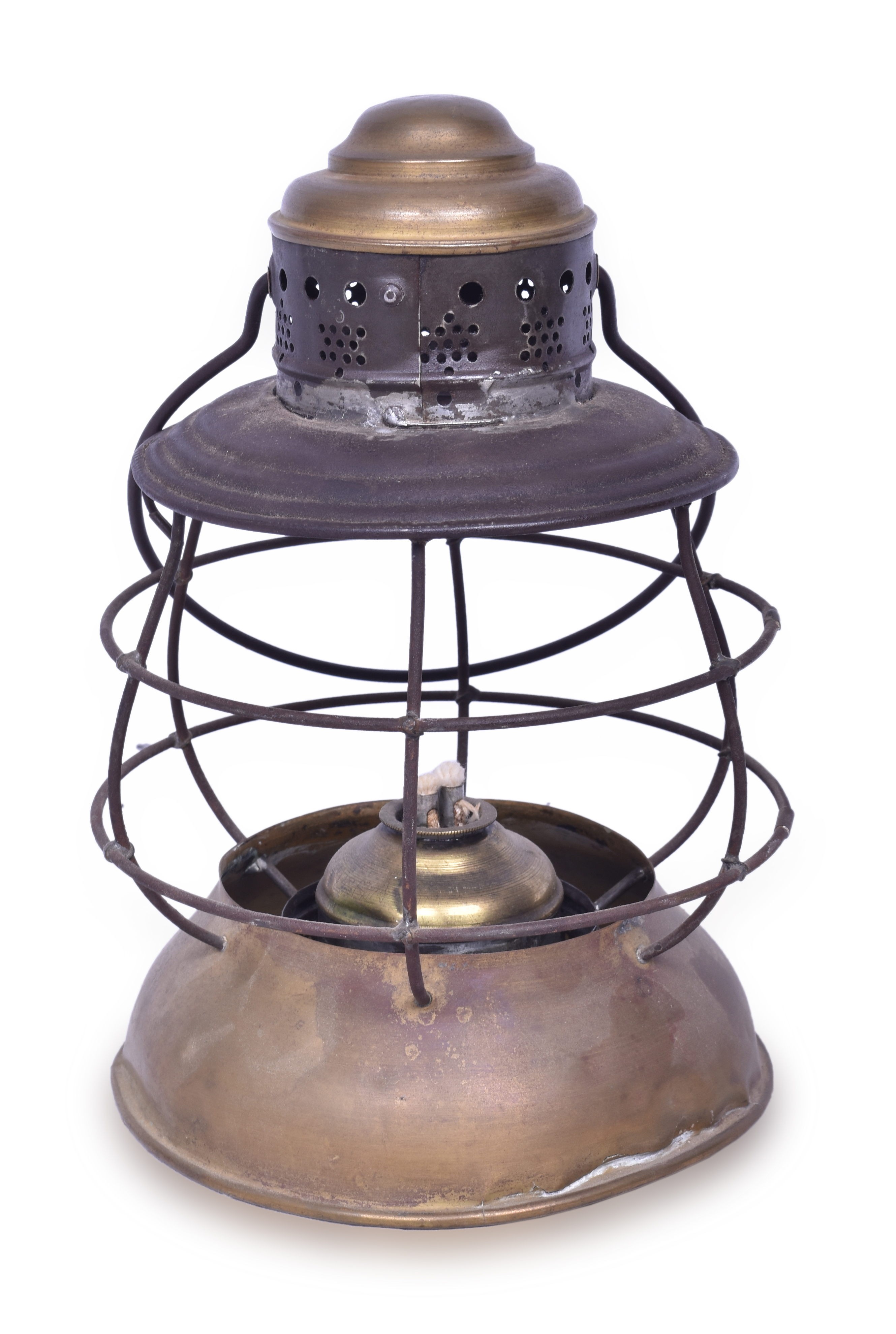 286 - Parmelee & Bonnell Brass Top Bell Bottom Lantern w/ Drop Bottom Fount thumbnail