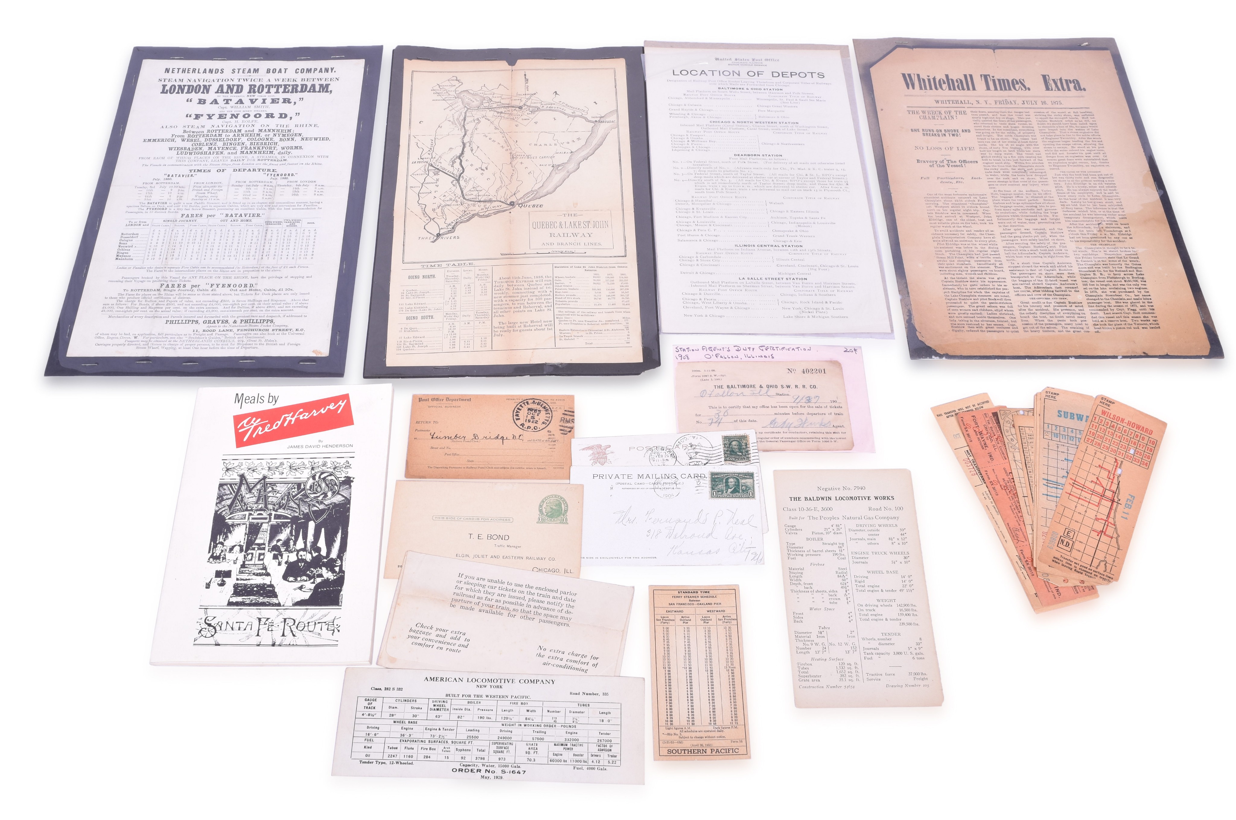 297 - Railroad Paper Lot - Baldwin and Alco Builders Photos, Milwaukee Road Postcard, EJ&E, etc. thumbnail