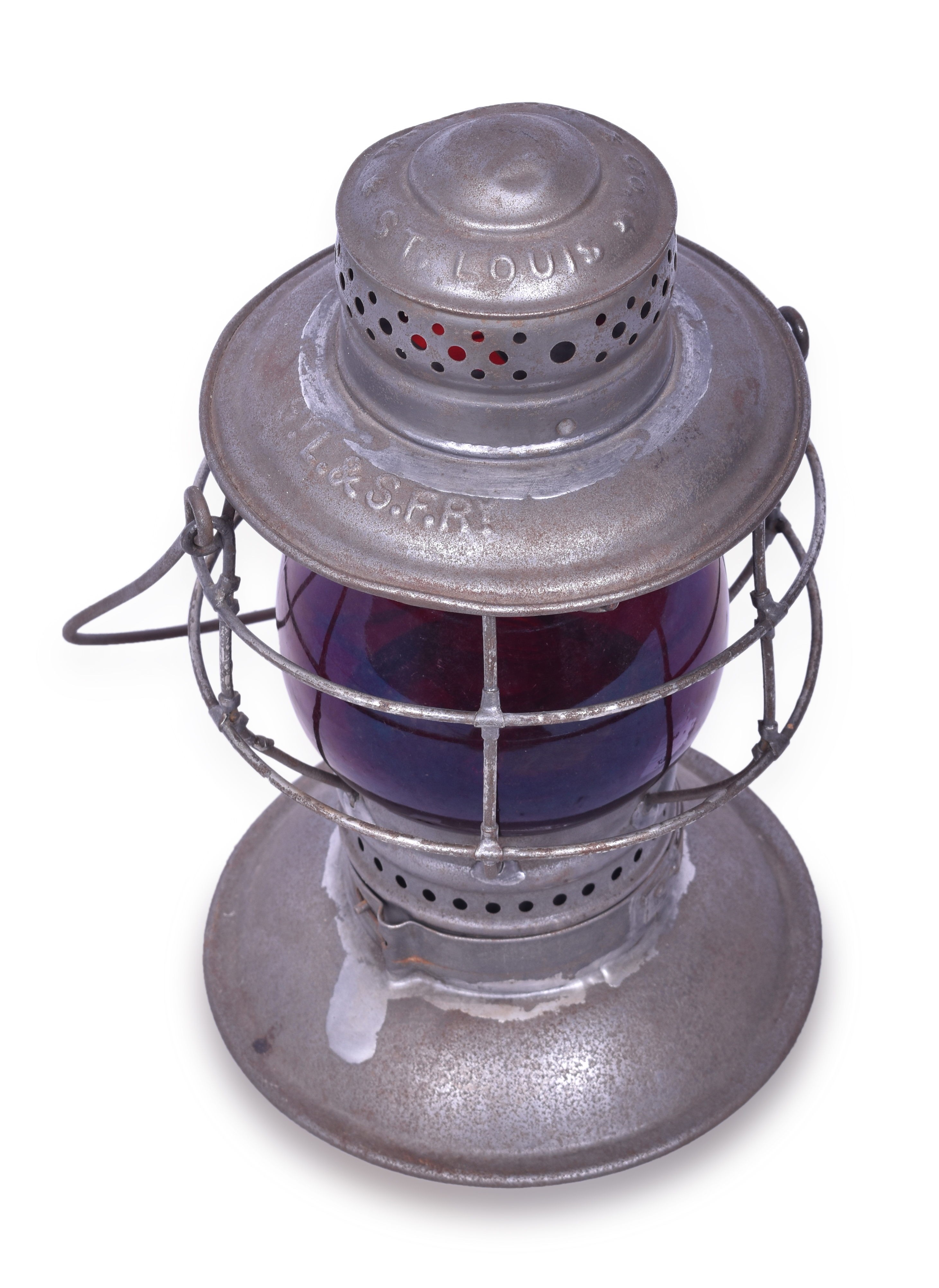 298 - M.M. Buck No. 39 St. Louis and San Francisco Railway Bell Bottom Lantern w/ Red Globe thumbnail