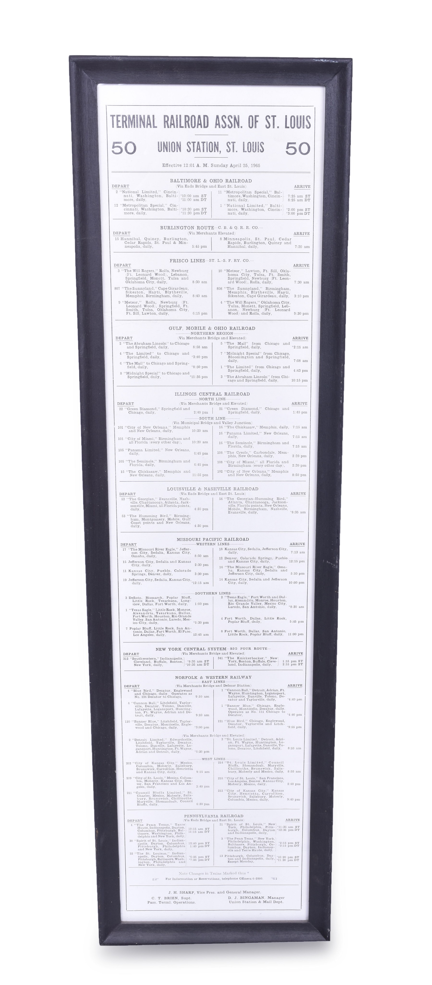 299 - Terminal Railroad of St. Louis 1965 Union Station Timetable / Broadsheet thumbnail