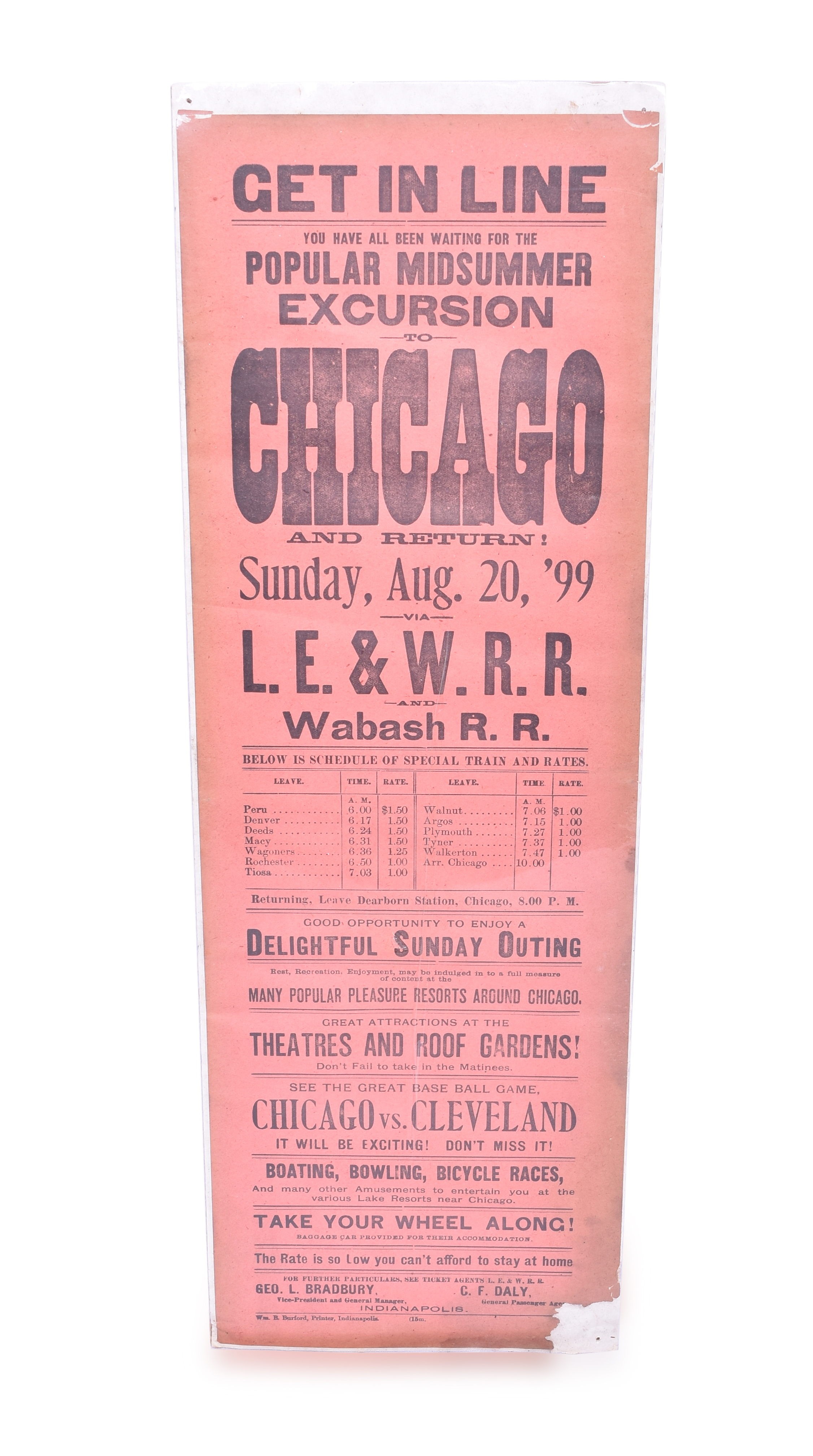 301 - 1899 Lake Erie and Western Railroad Broadhseet thumbnail