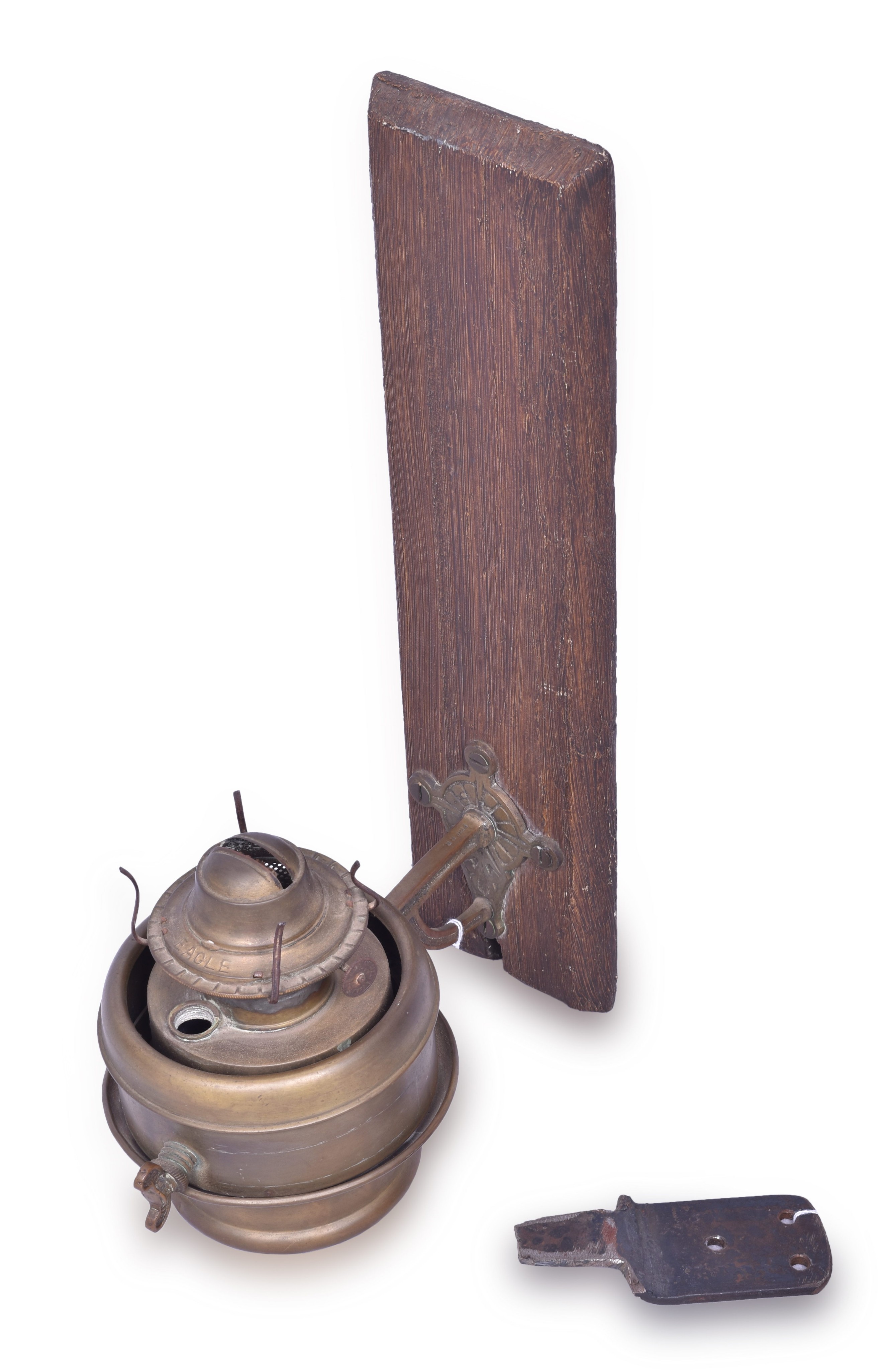 304 - Eagle Brass Wall Lamp with Mounting Board and Wall Hangers thumbnail