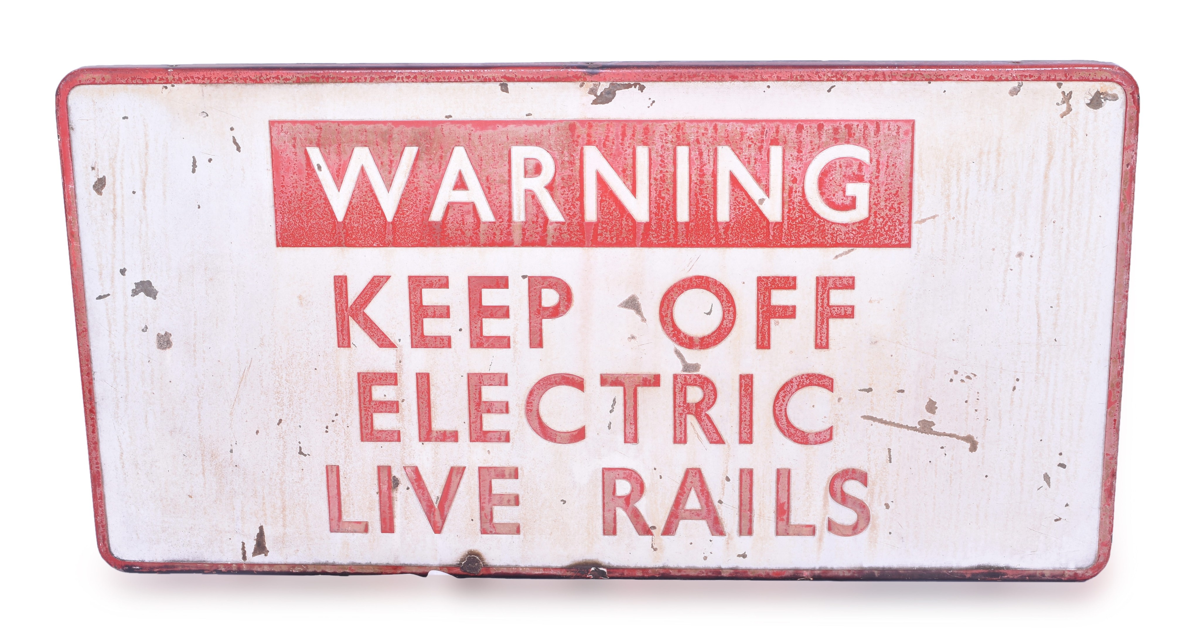 322 - Warning Keep Off Electric Live Rails Porcelain Sign thumbnail